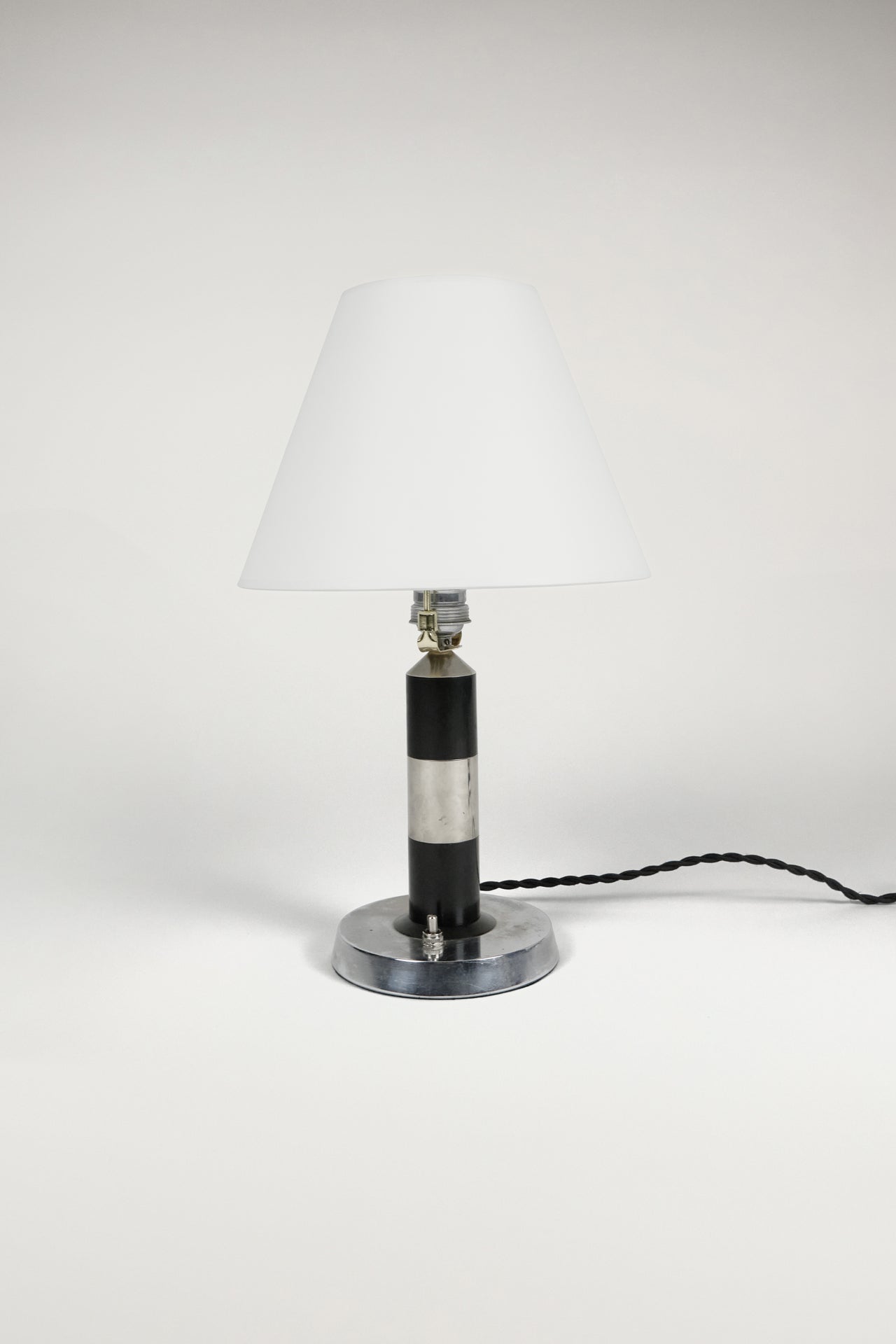 Striped Chrome Table Lamp