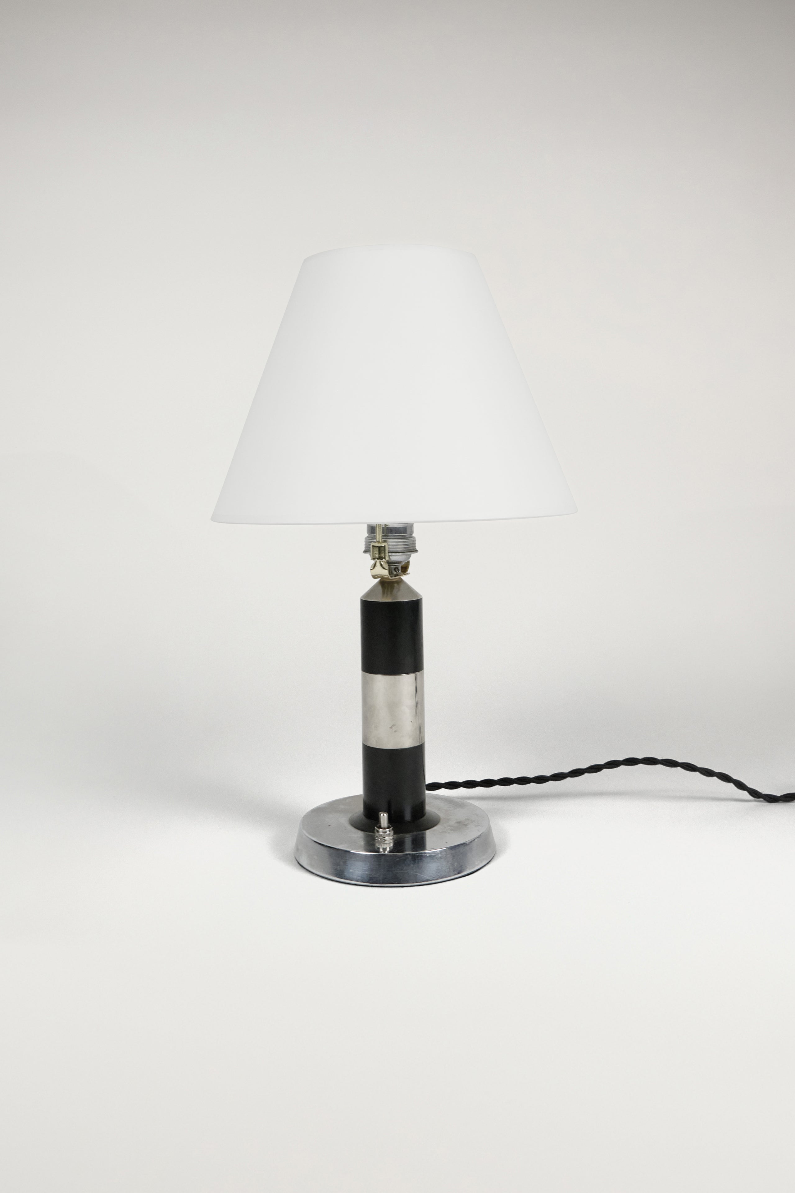 Striped Chrome Table Lamp