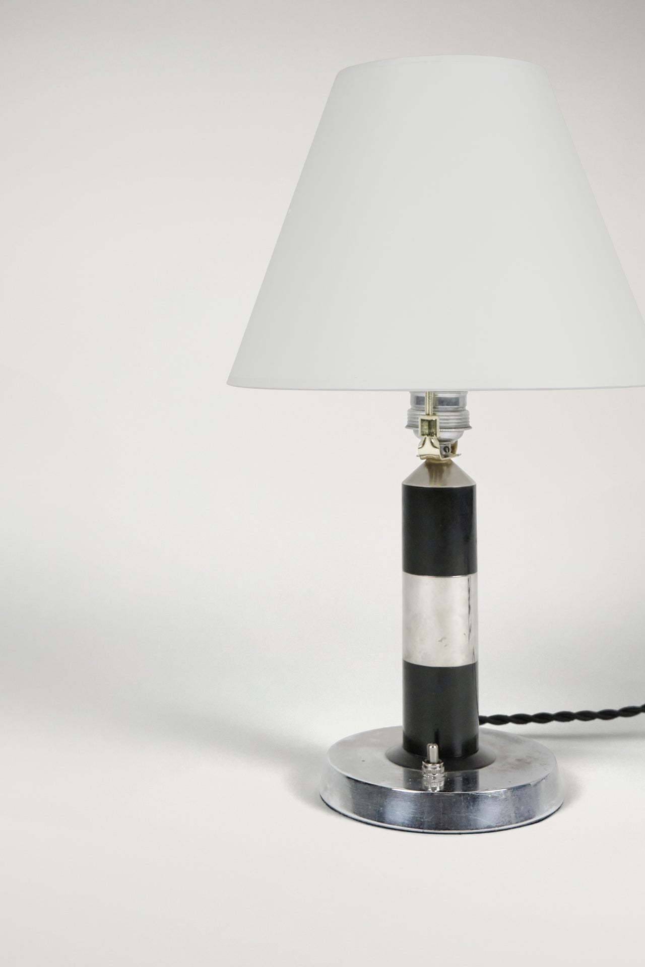 Striped Chrome Table Lamp