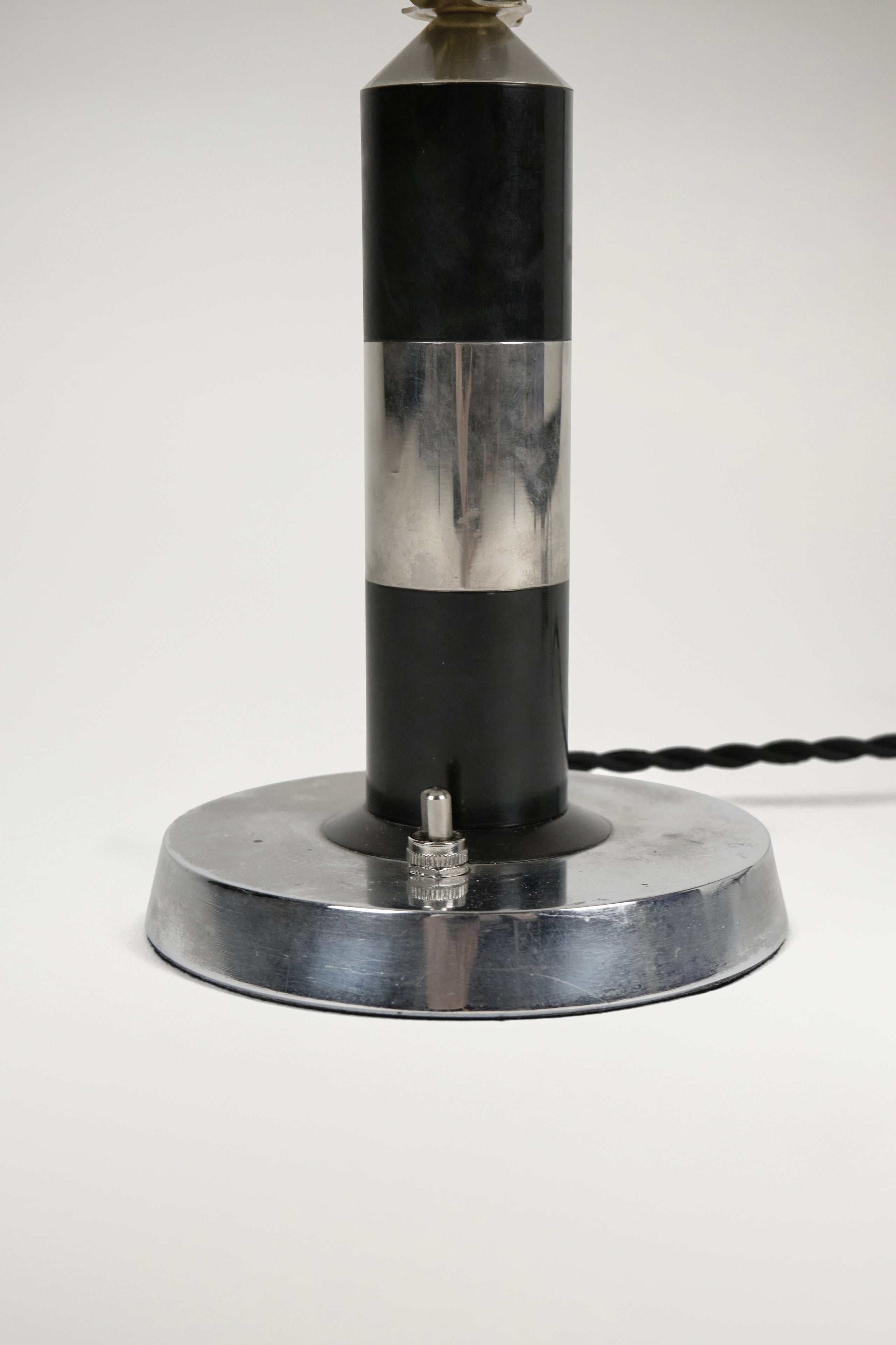 Striped Chrome Table Lamp