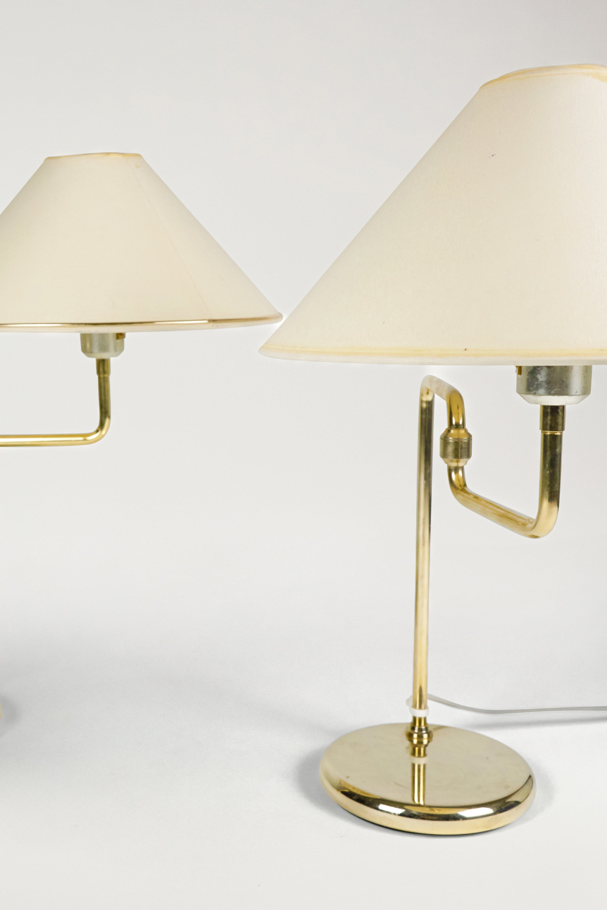 Pair of Articulating Brass Table Lamps