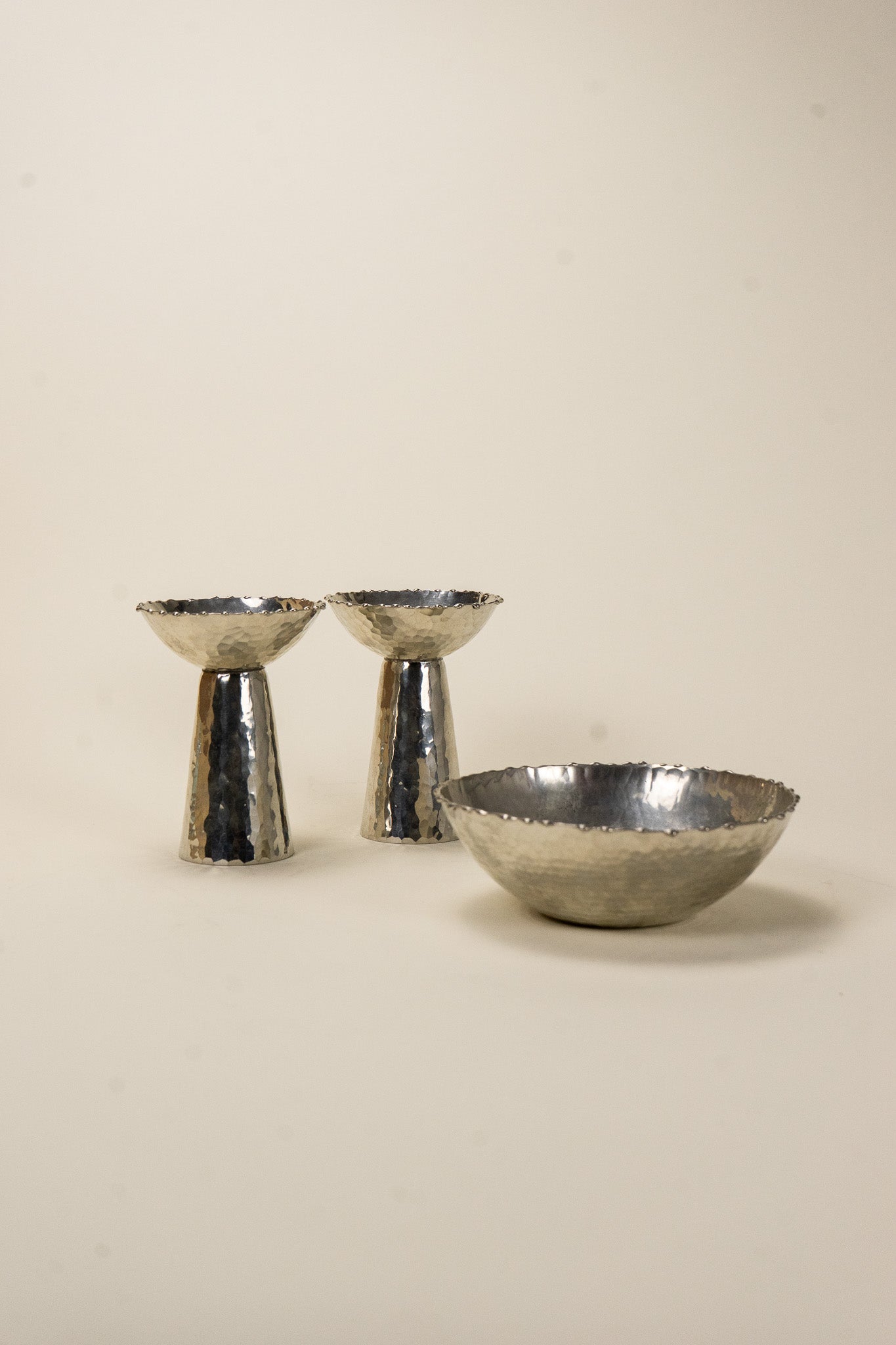 Christer Wide Pewter Candlestick Holders