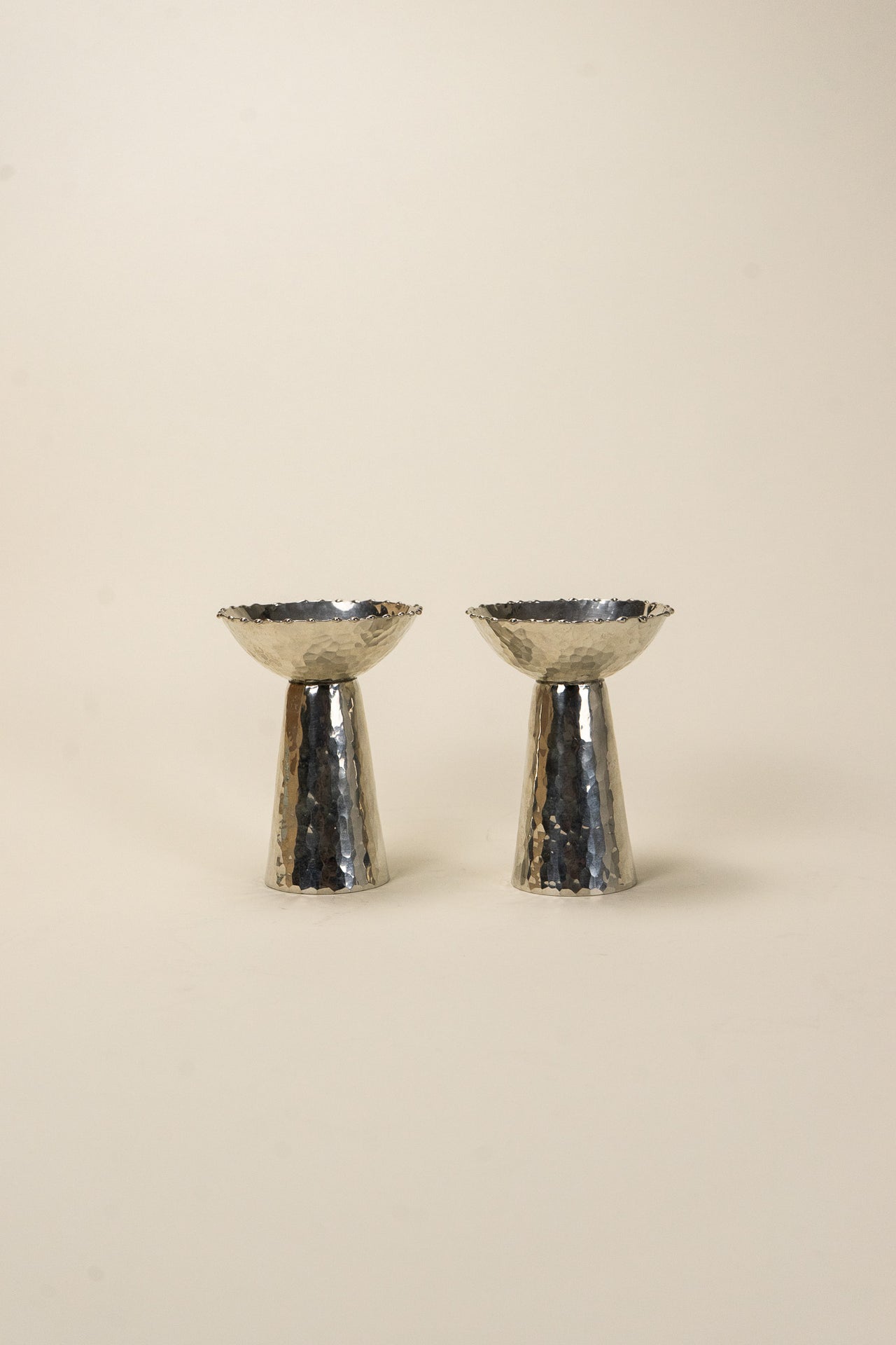 Christer Wide Pewter Candlestick Holders