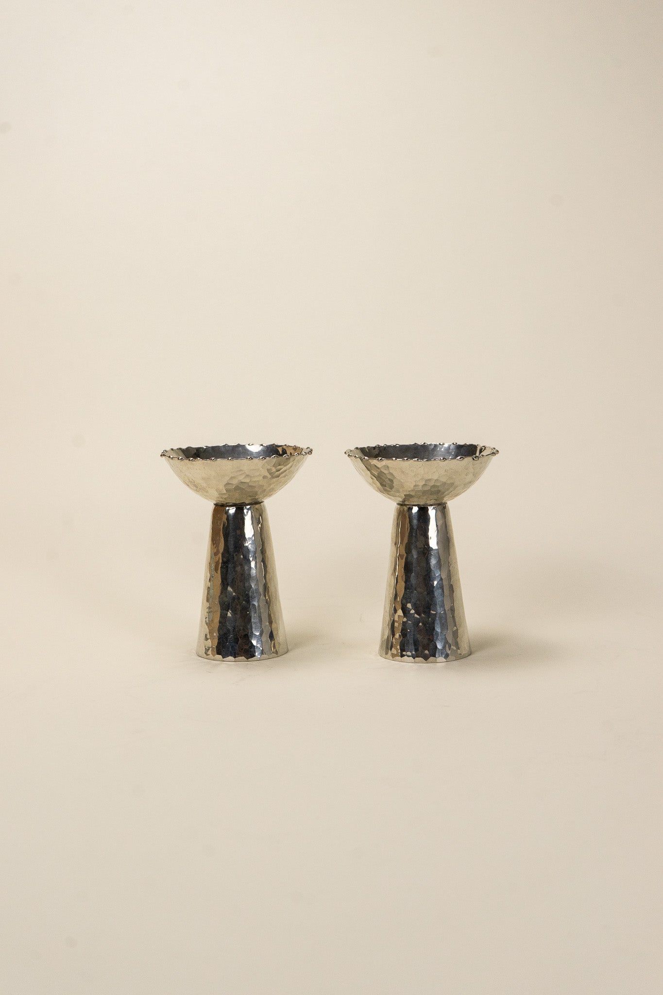 Christer Wide Pewter Candlestick Holders