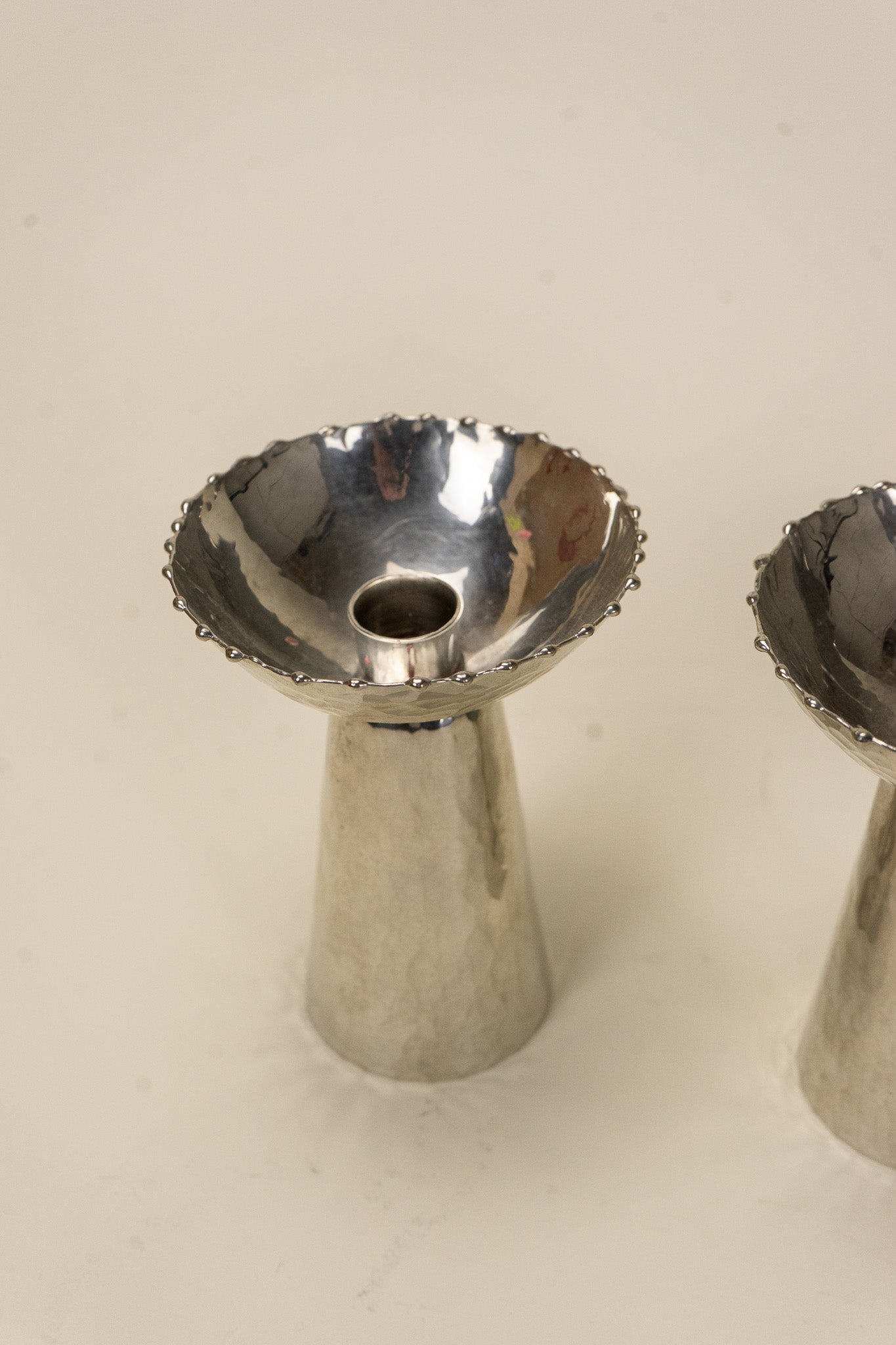 Christer Wide Pewter Candlestick Holders