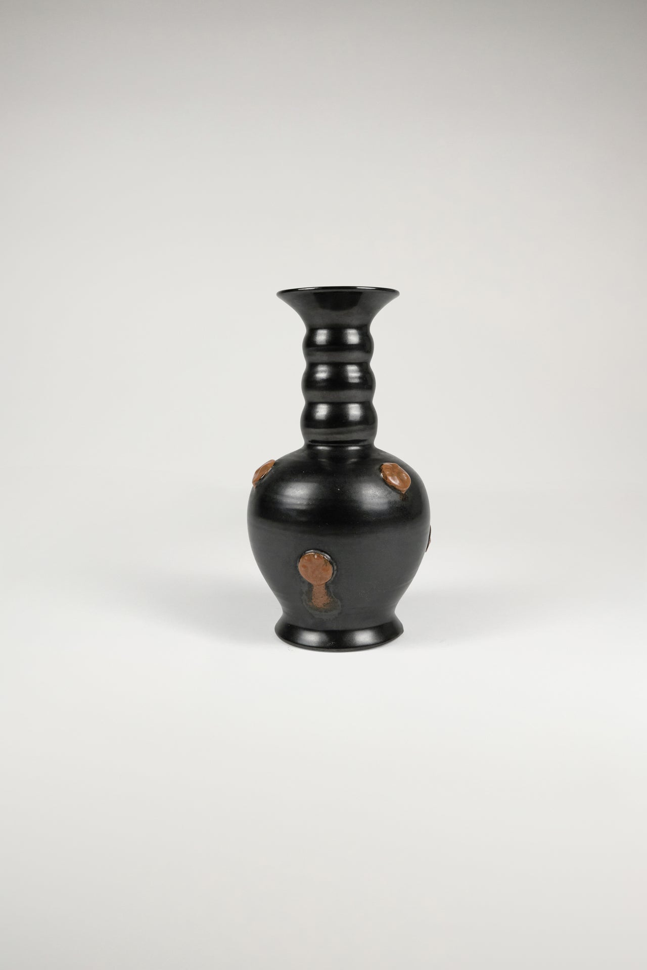 Upsala-Ekeby Black and Orange Ceramic Vase