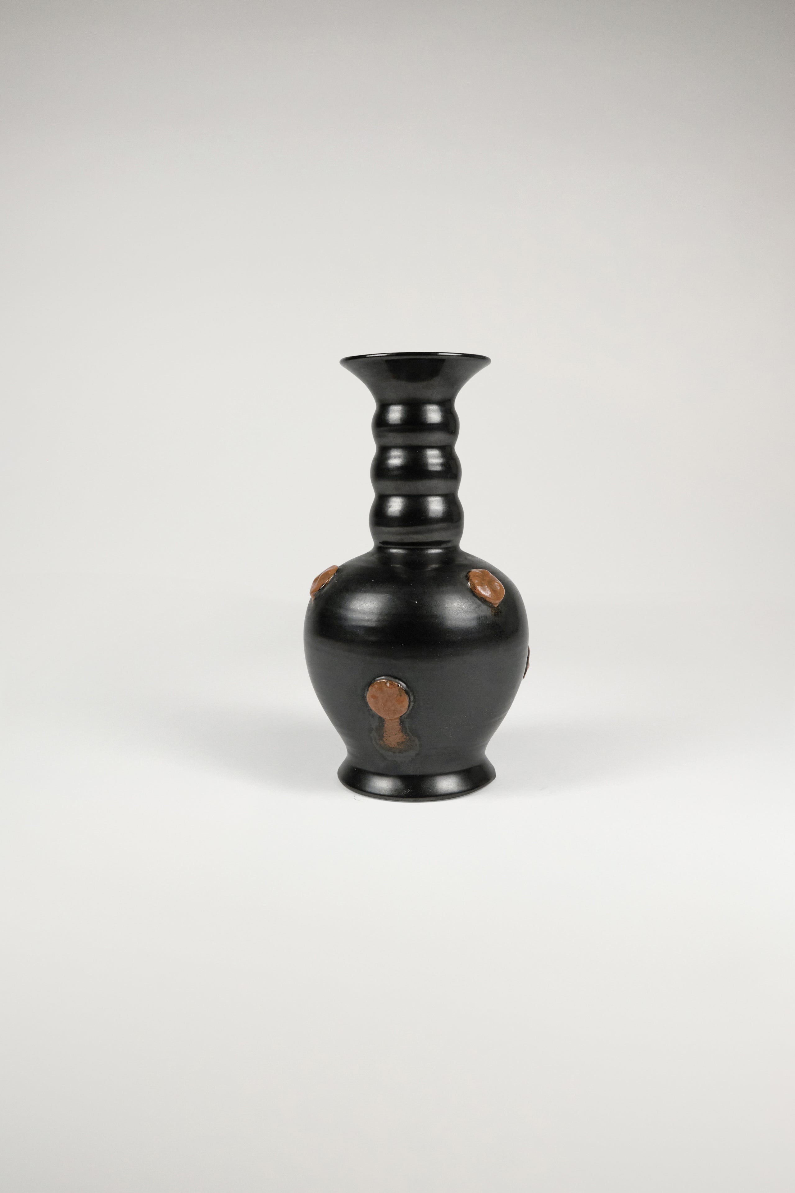 Upsala-Ekeby Black and Orange Ceramic Vase