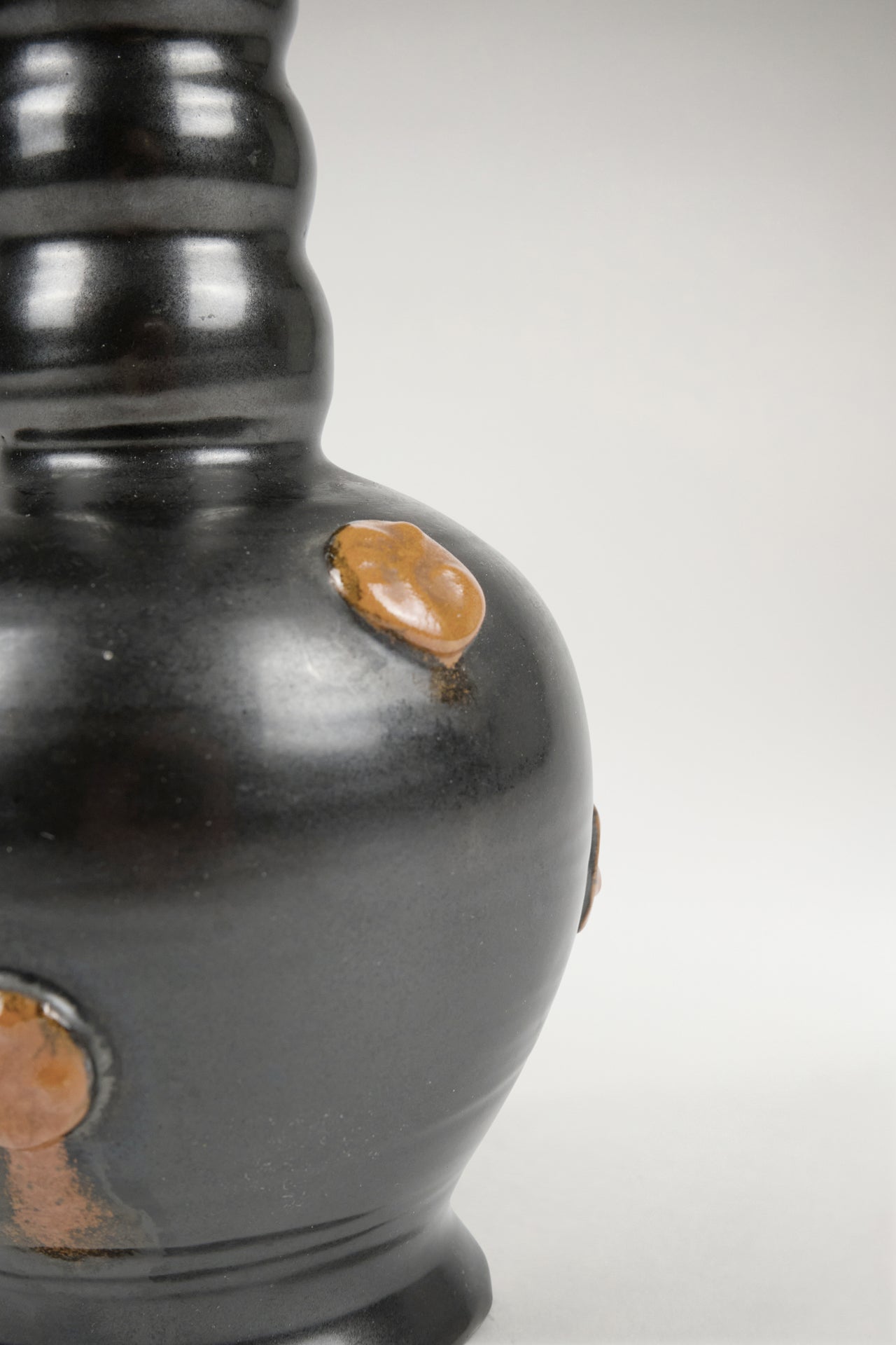 Upsala-Ekeby Black and Orange Ceramic Vase