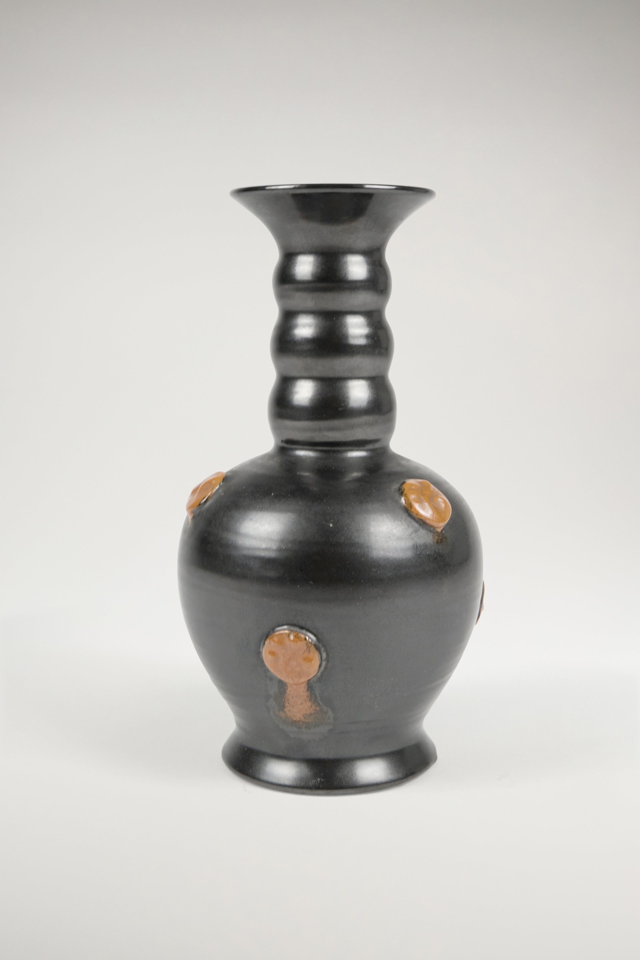 Upsala-Ekeby Black and Orange Ceramic Vase