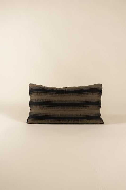 TTMM Lumbar Pillow in Brown and Black Stripe
