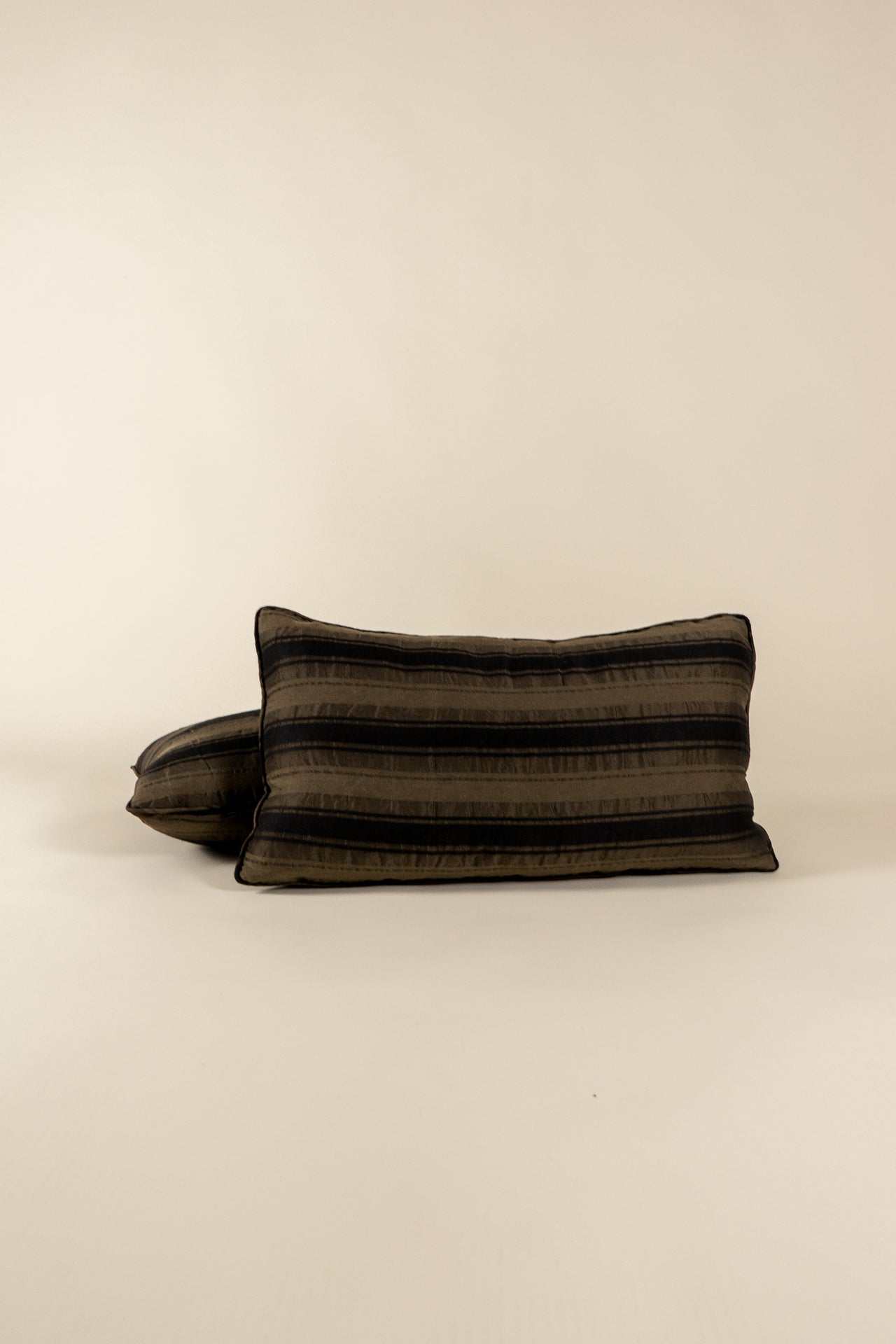 TTMM Lumbar Pillow in Brown and Black Stripe