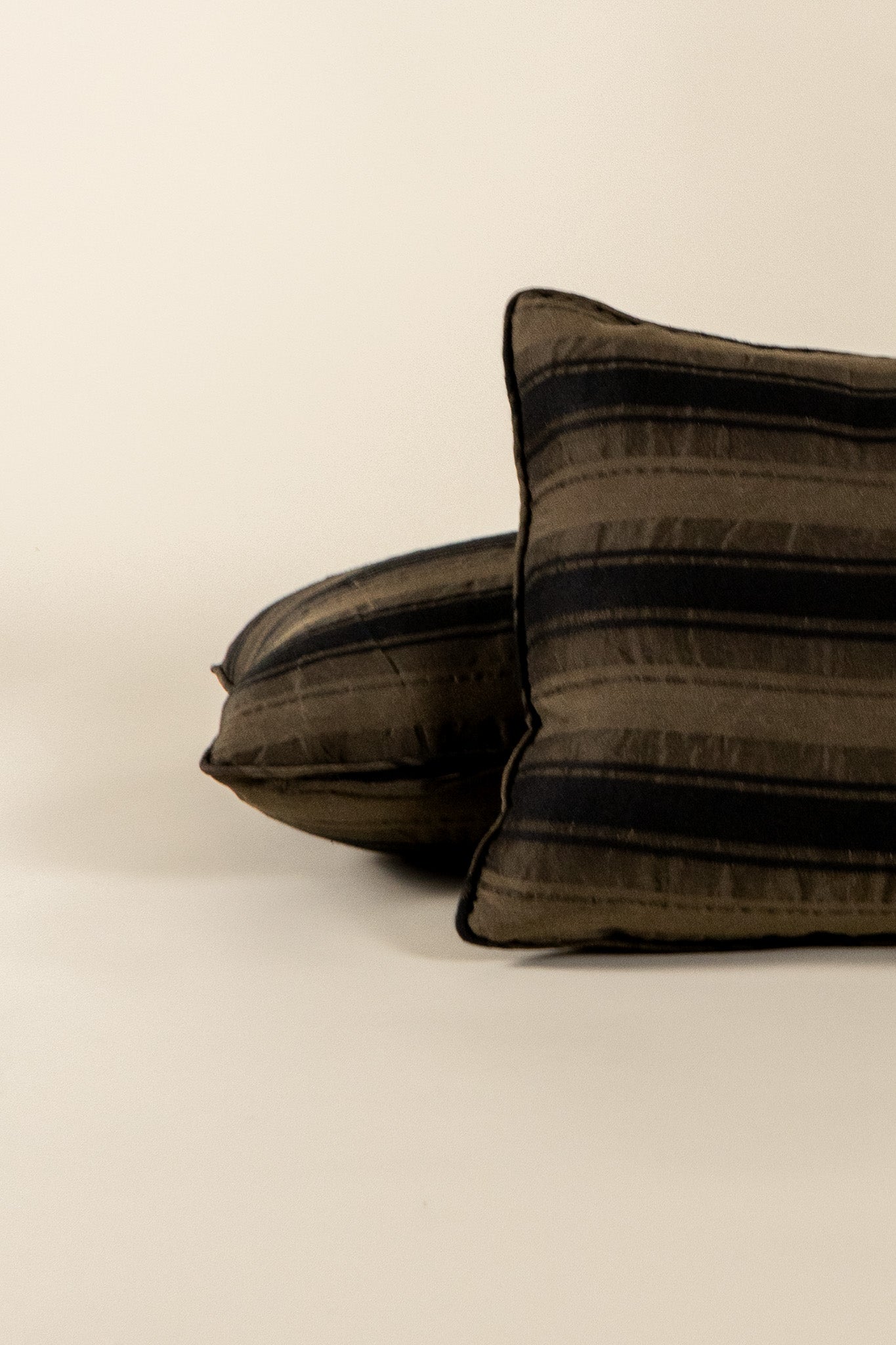 TTMM Lumbar Pillow in Brown and Black Stripe