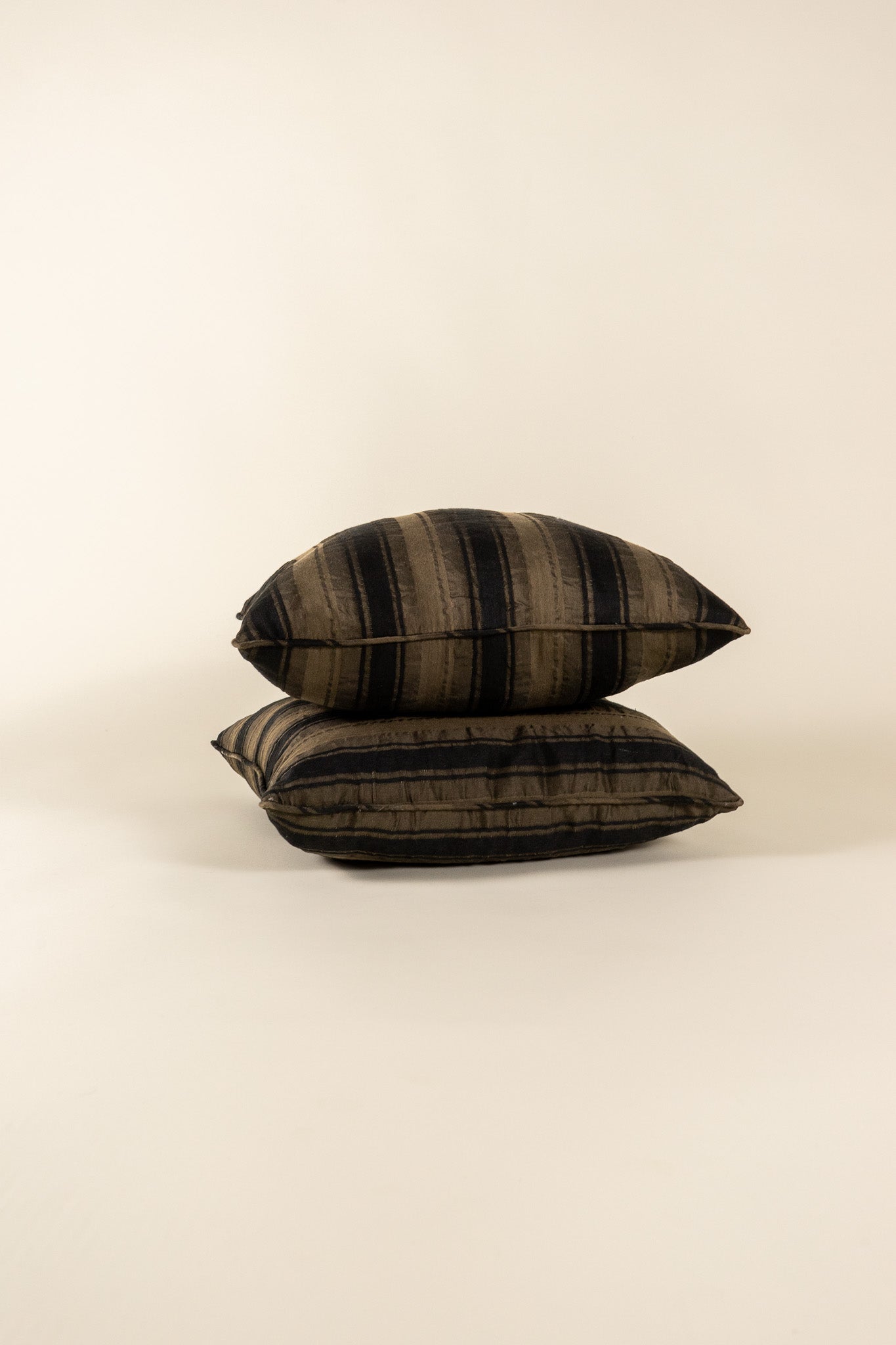 TTMM Medium Throw Pillow in Brown and Black Stripe
