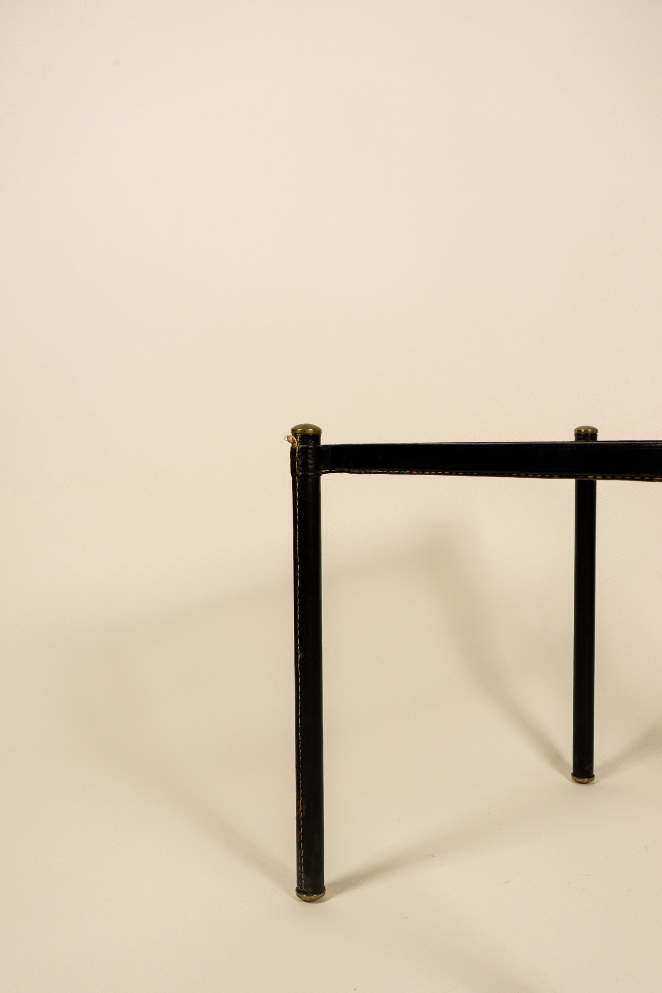 Leather Wrapped Gilded Side Table