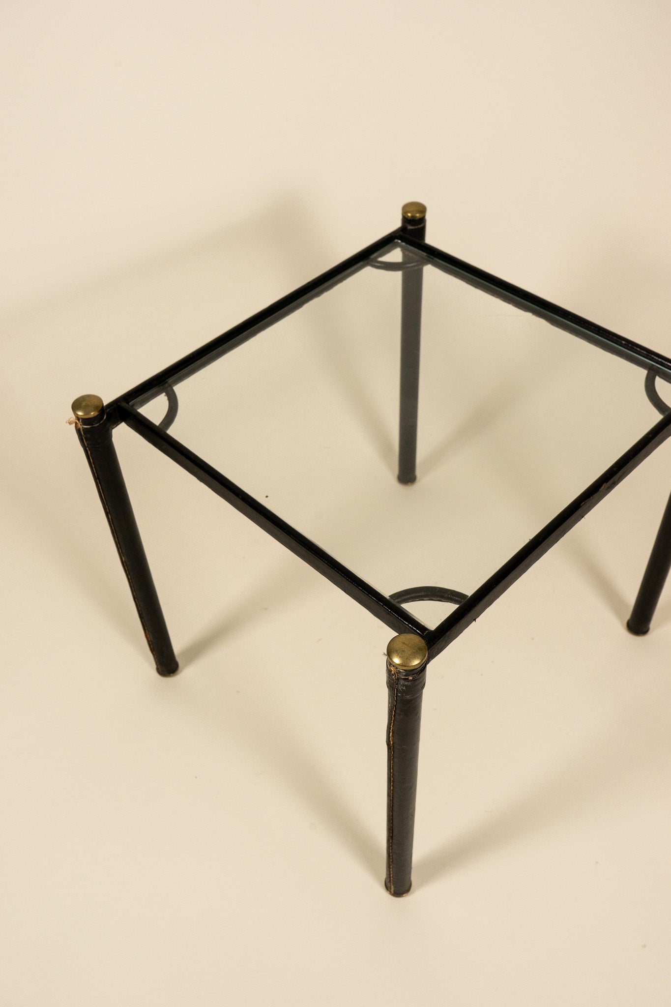 Leather Wrapped Gilded Side Table
