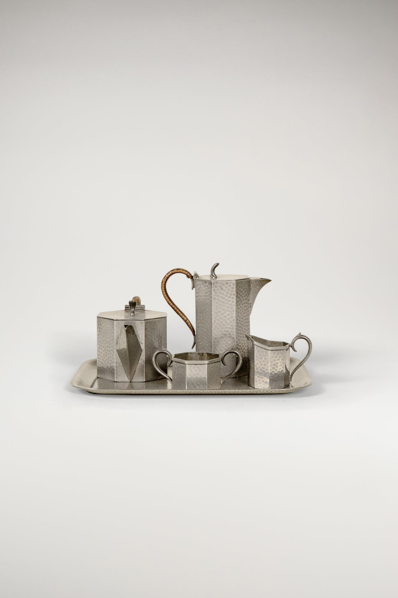 Hammered Pewter Tea and Coffee Set