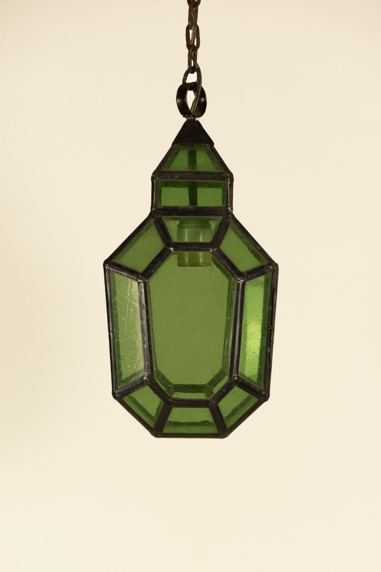 Green Stained Glass Lantern