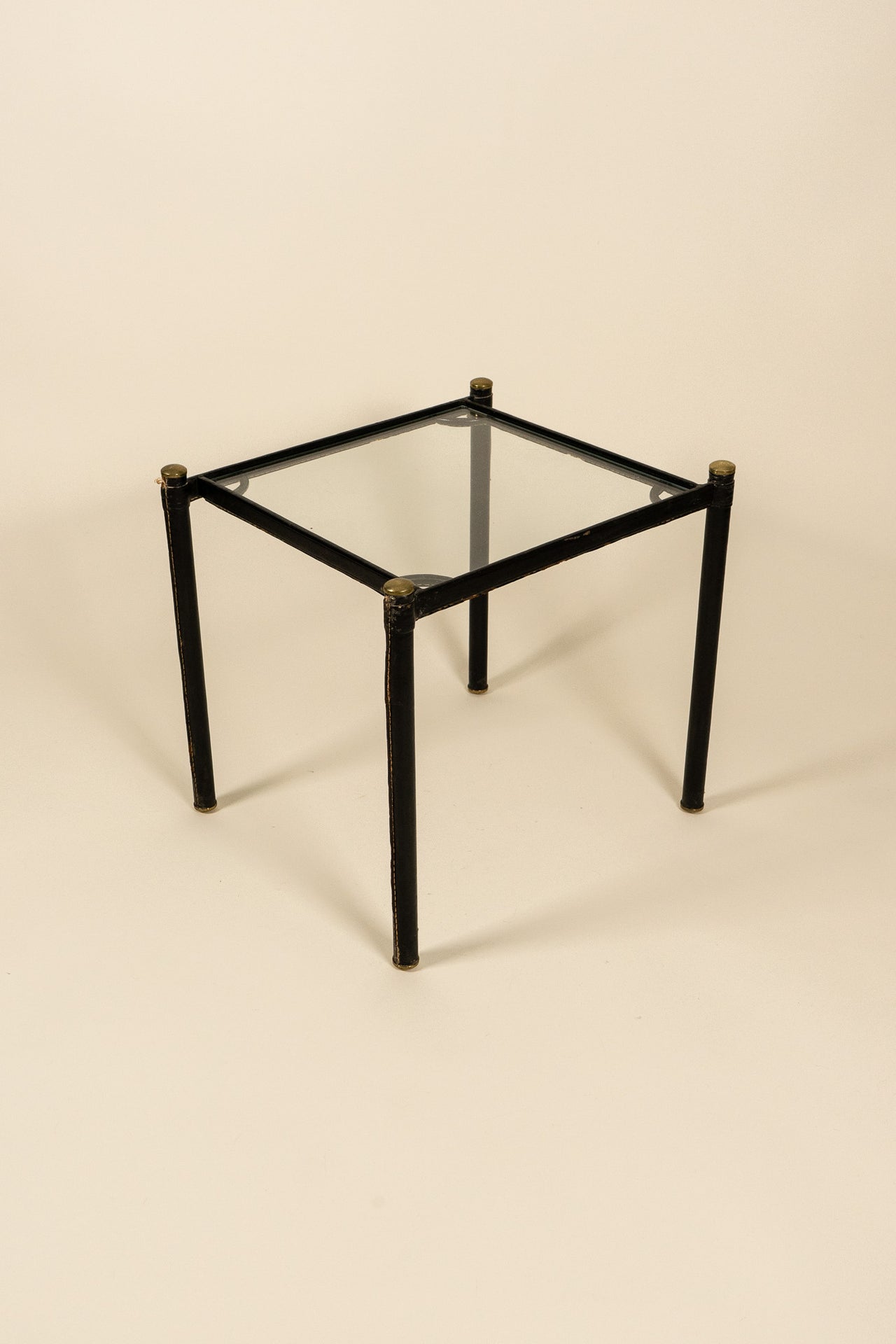 Leather Wrapped Gilded Side Table