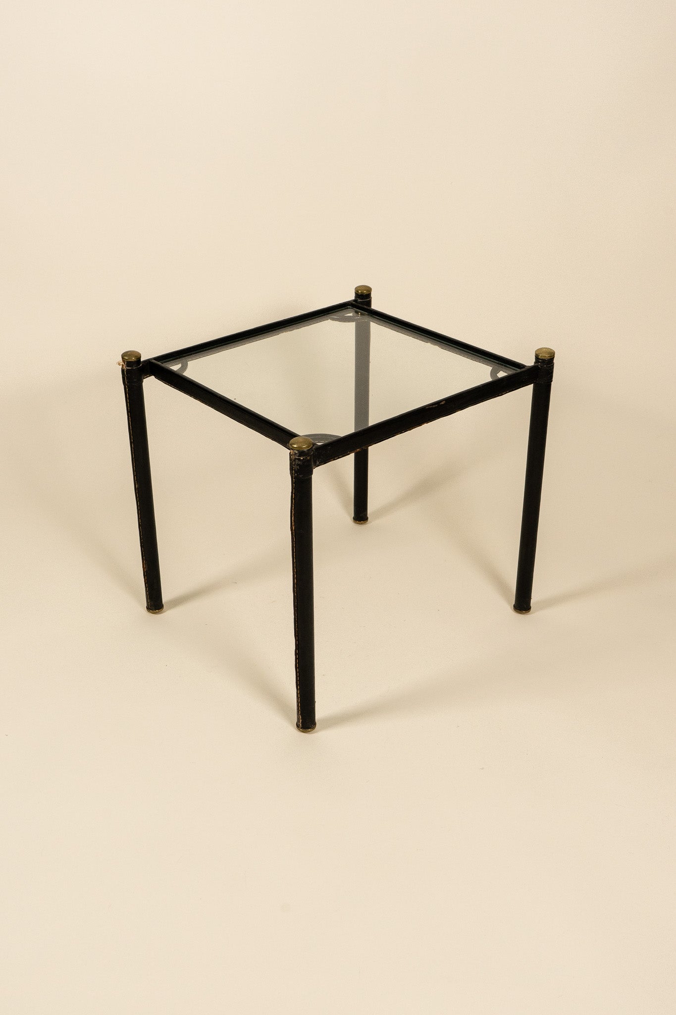 Leather Wrapped Gilded Side Table