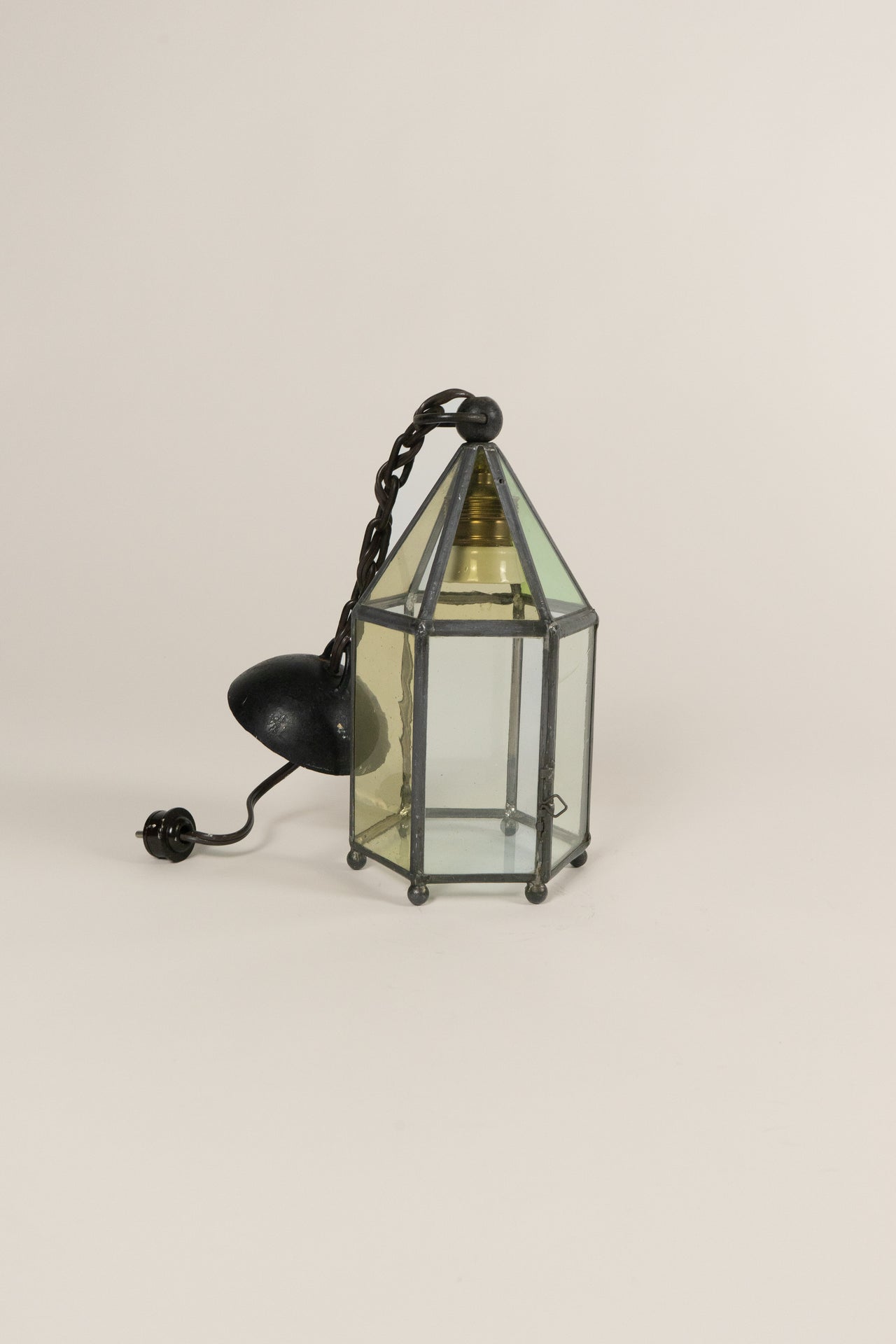 20th Century Stained Glass Lantern