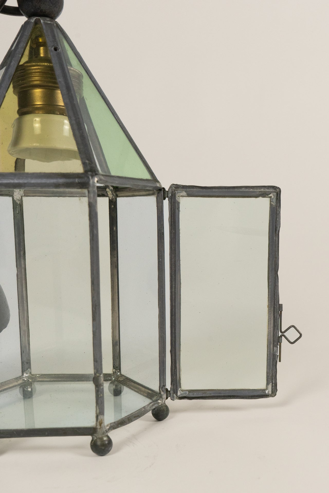 20th Century Stained Glass Lantern