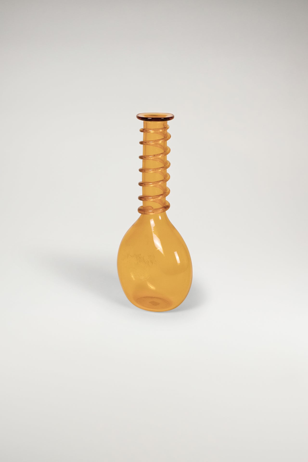 Fluted Amber Glass Vase