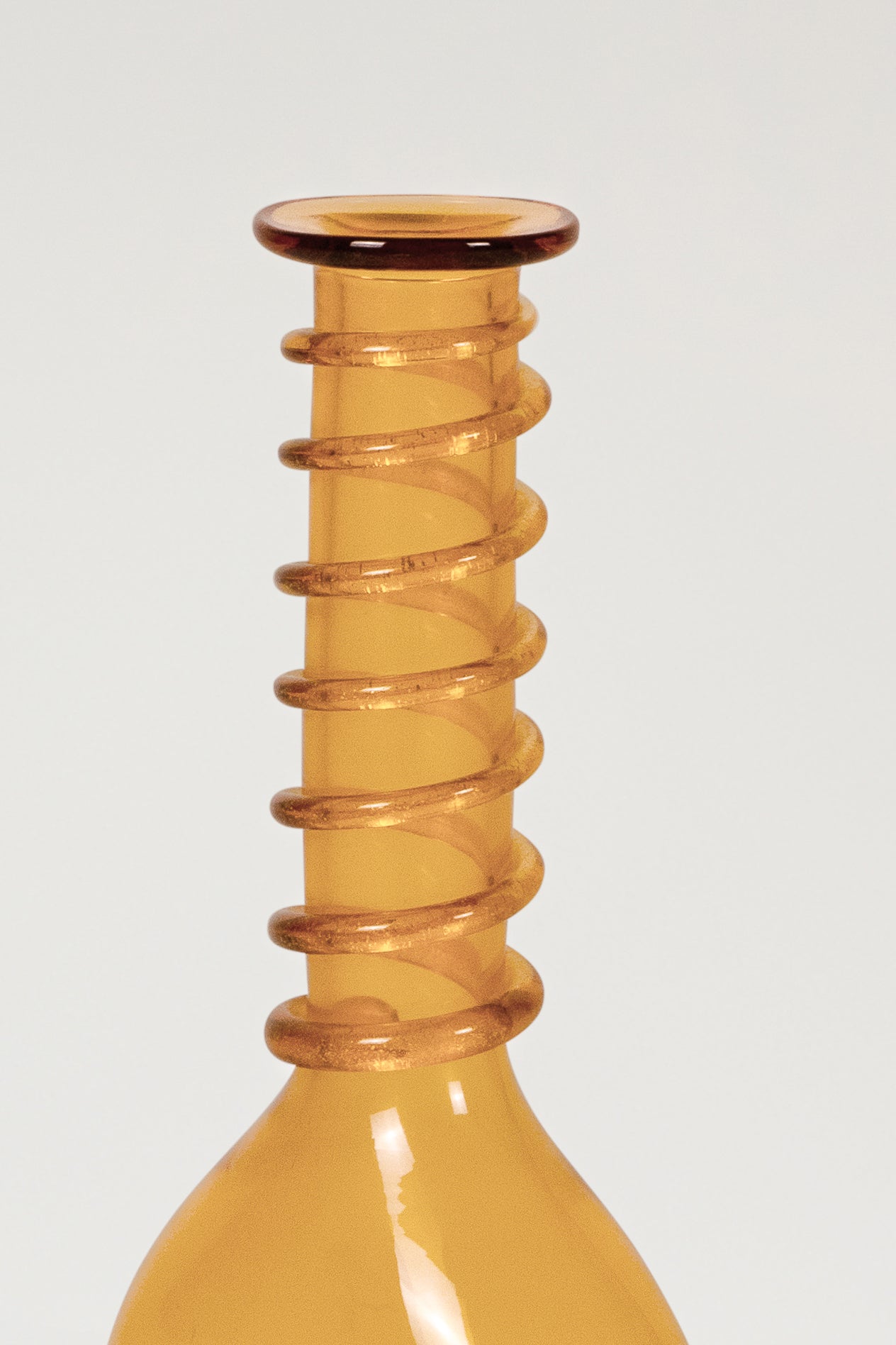Fluted Amber Glass Vase