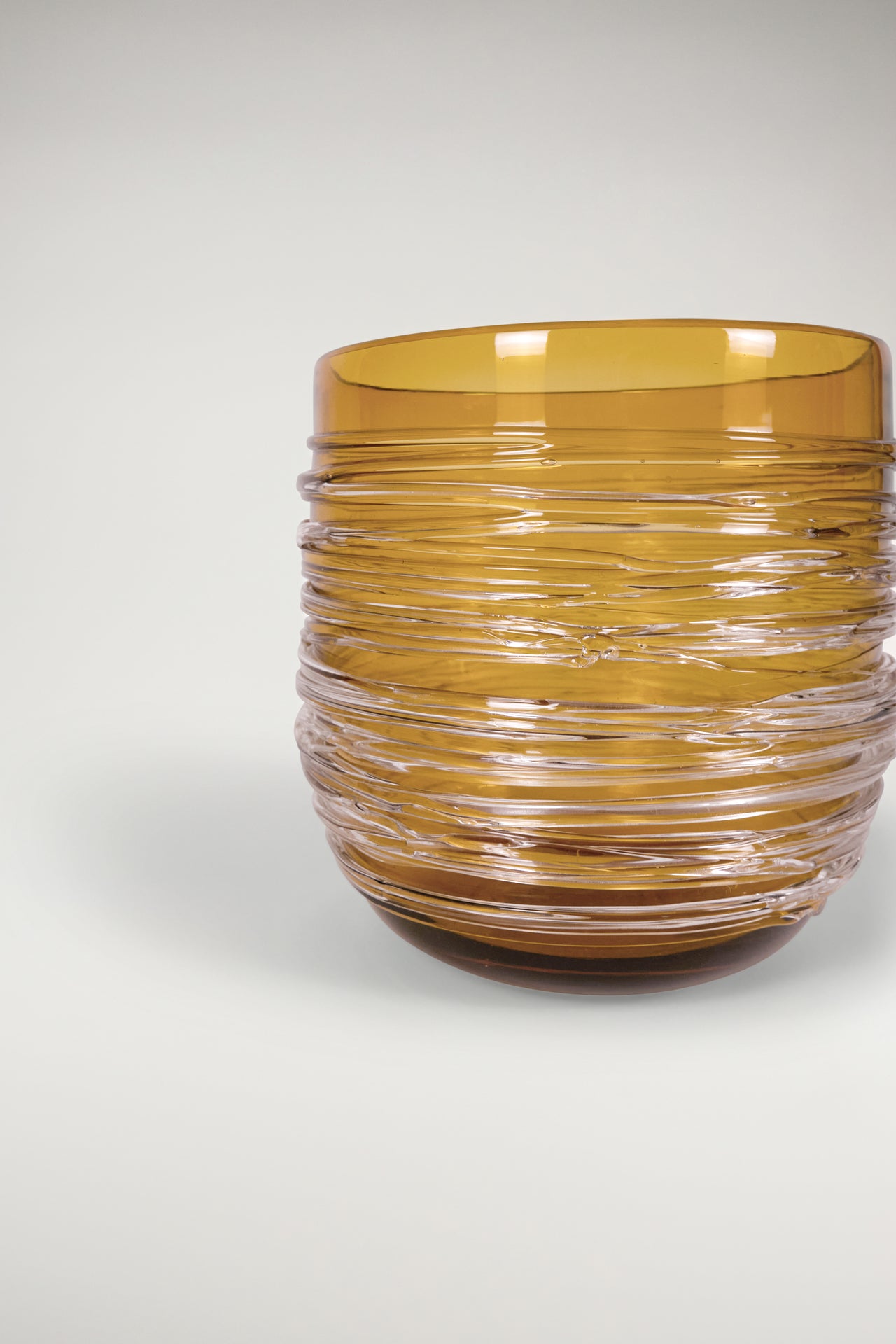 Orange Murano Glass Ribbed Bowl