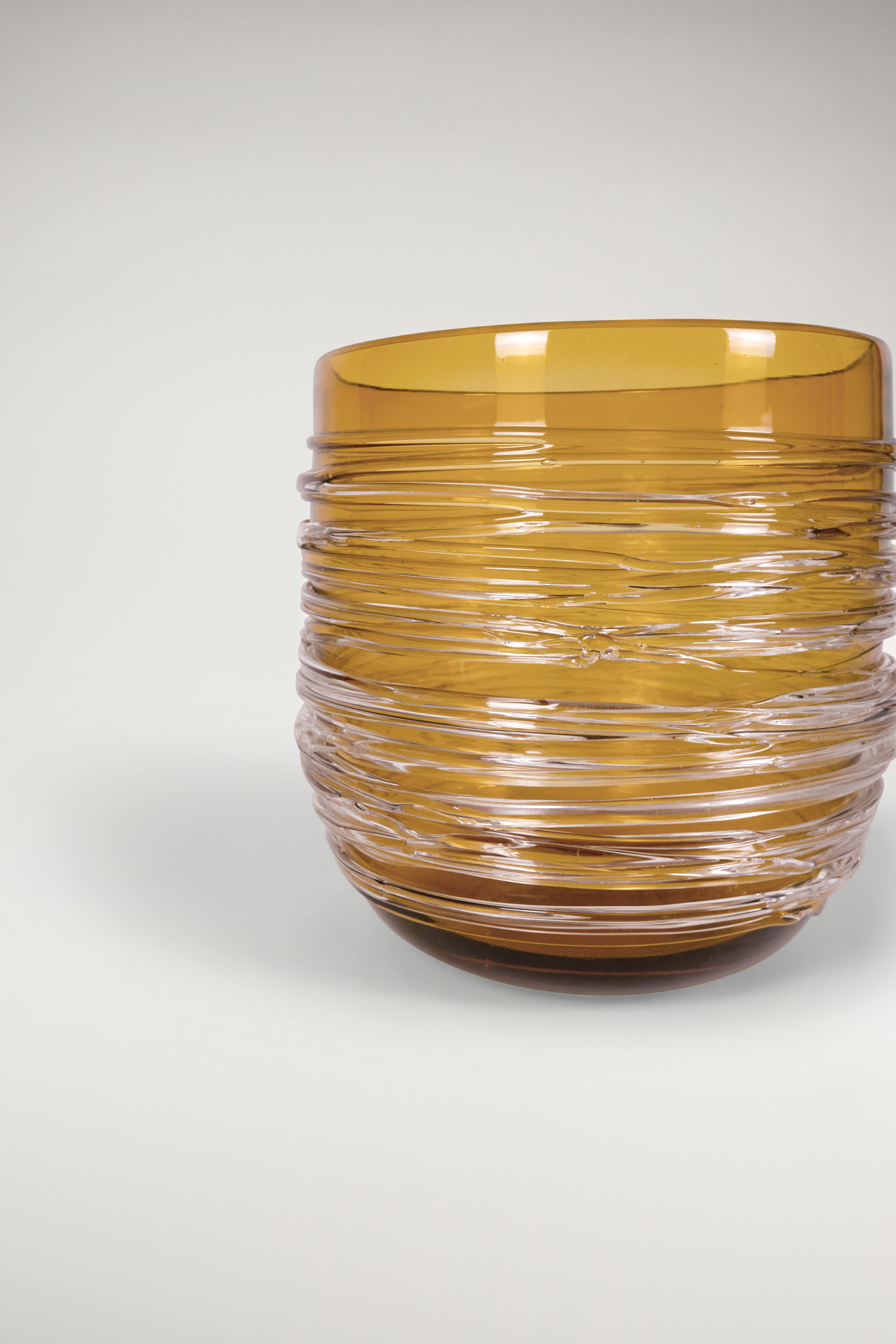 Orange Murano Glass Ribbed Bowl
