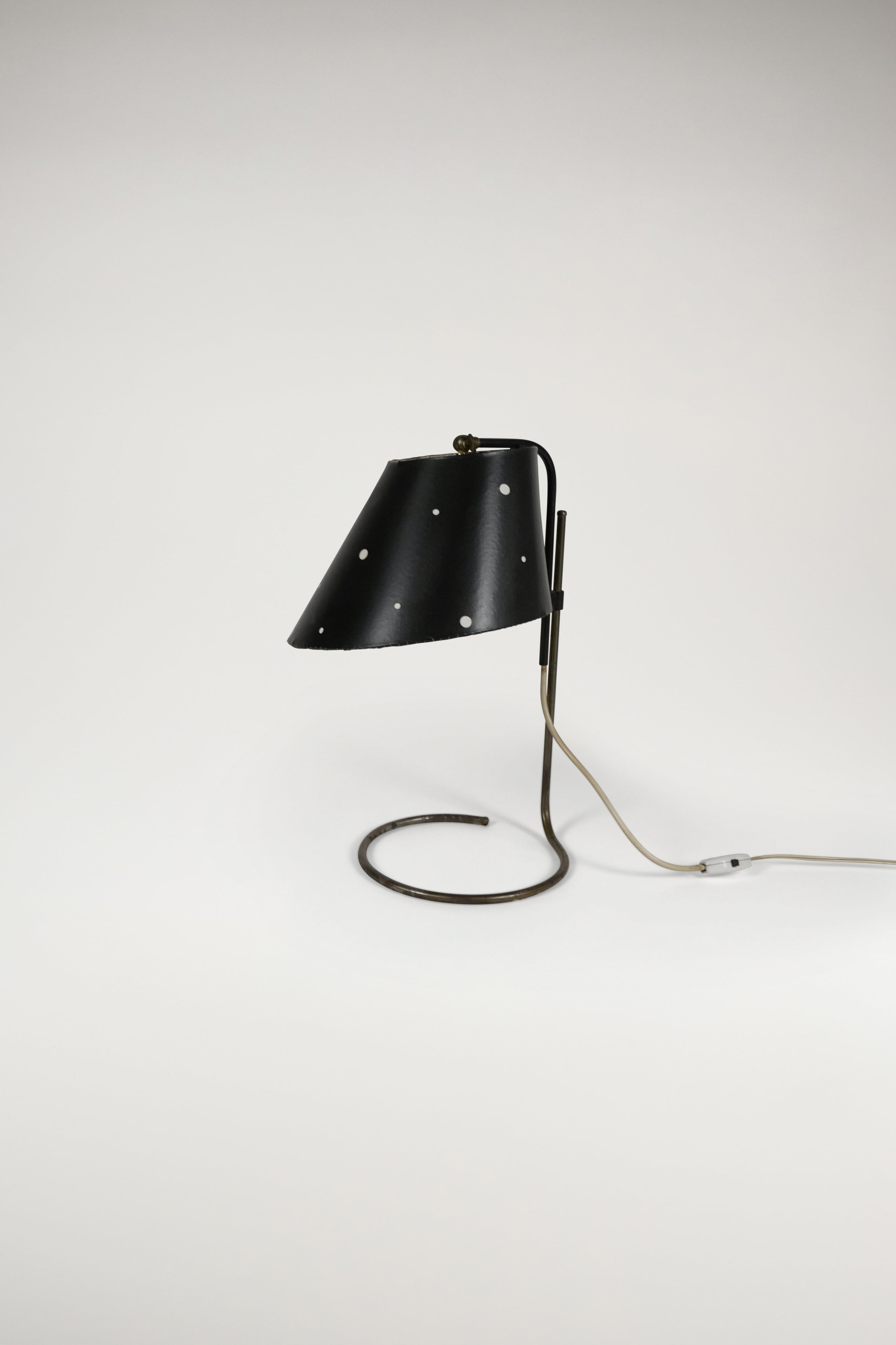 Painted Polka Dot and Brass Table Lamp