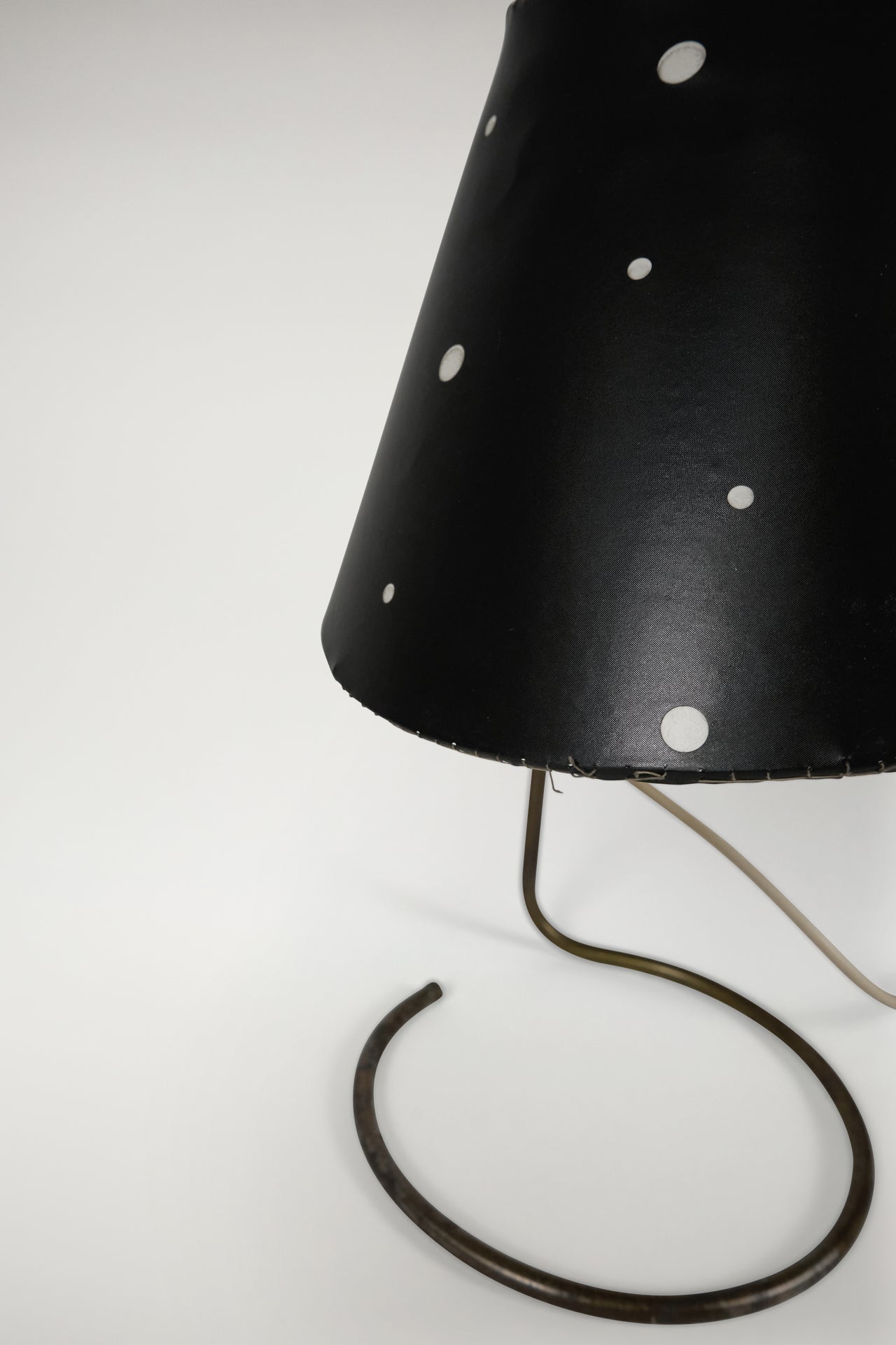 Painted Polka Dot and Brass Table Lamp