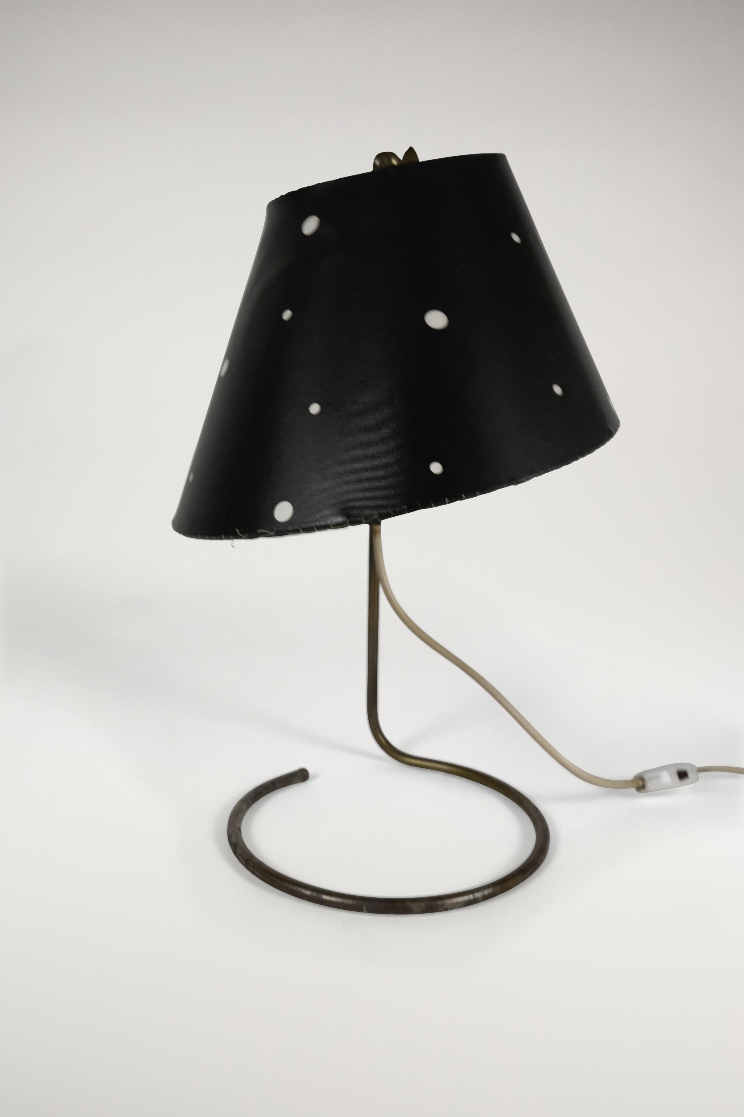 Painted Polka Dot and Brass Table Lamp