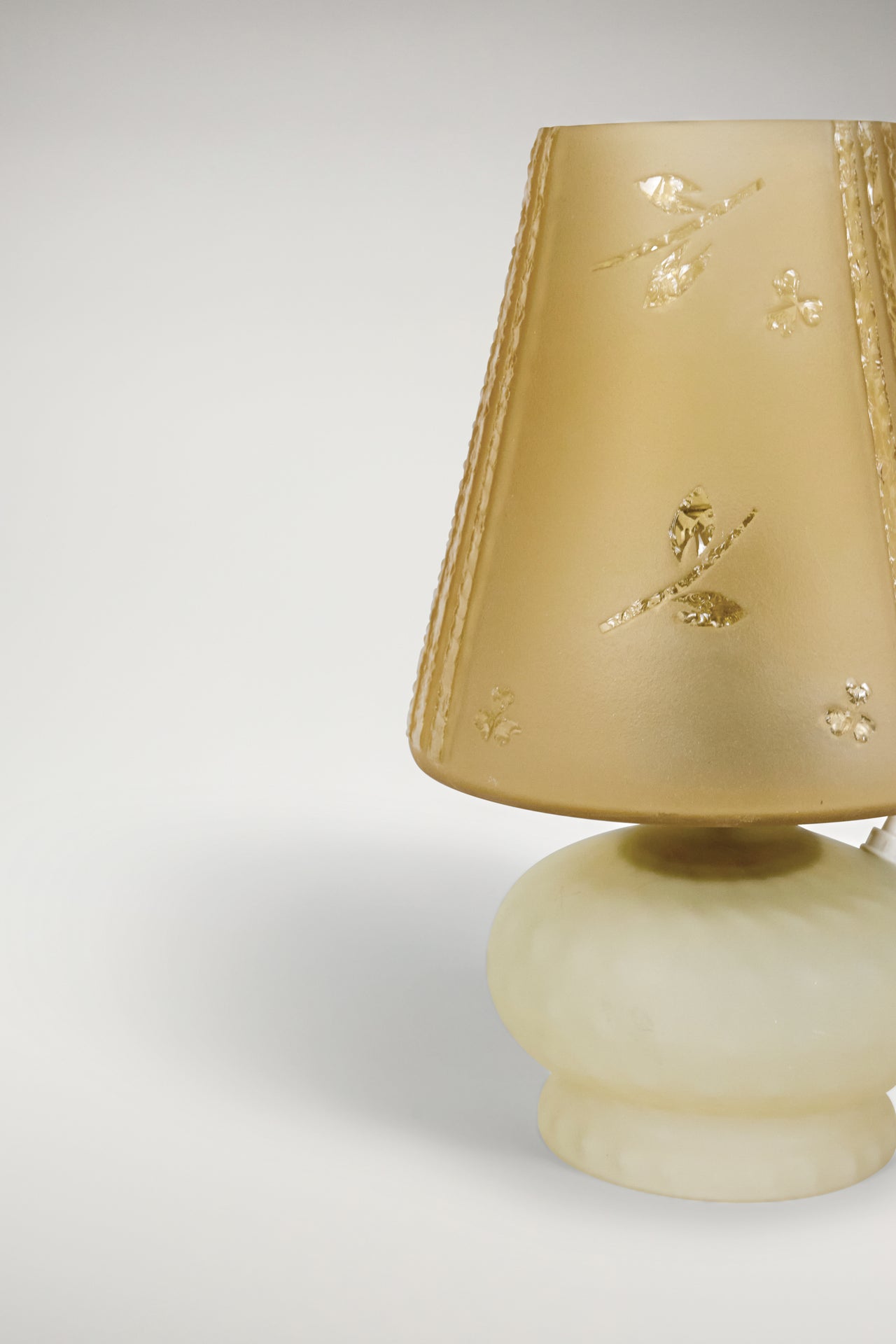 Yellow Tinted Floral Table Lamp