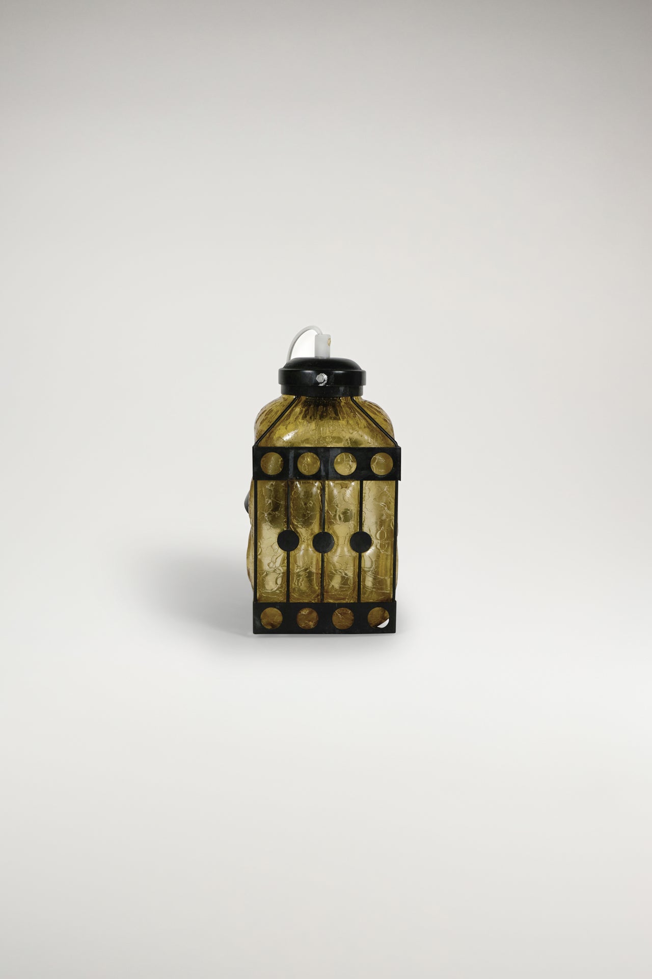 Berry Glazed Glass and Wrought Iron Ceiling Lamp