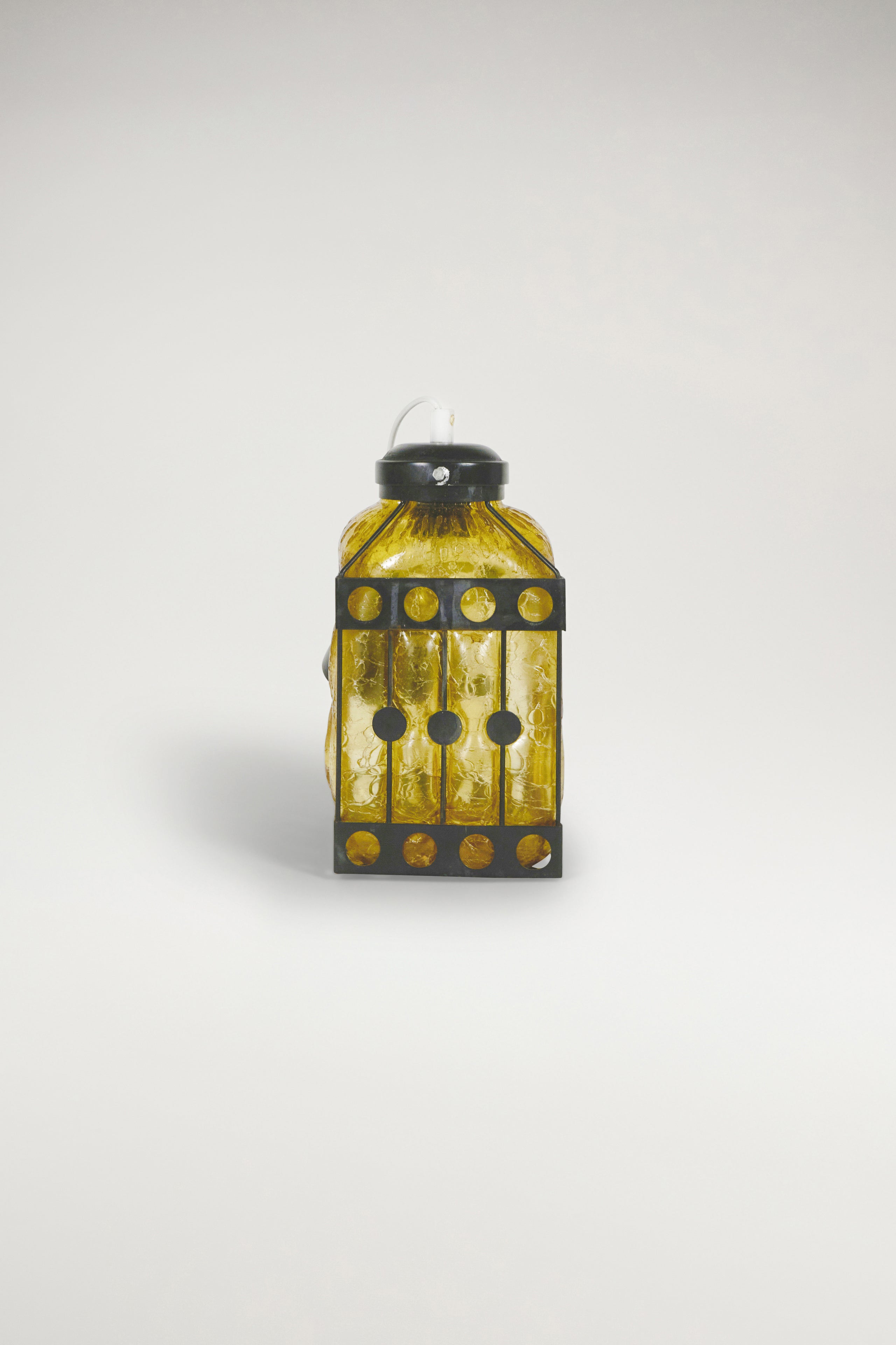 Berry Glazed Glass and Wrought Iron Ceiling Lamp