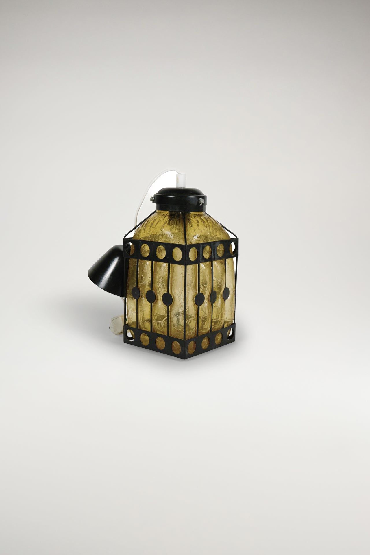 Berry Glazed Glass and Wrought Iron Ceiling Lamp