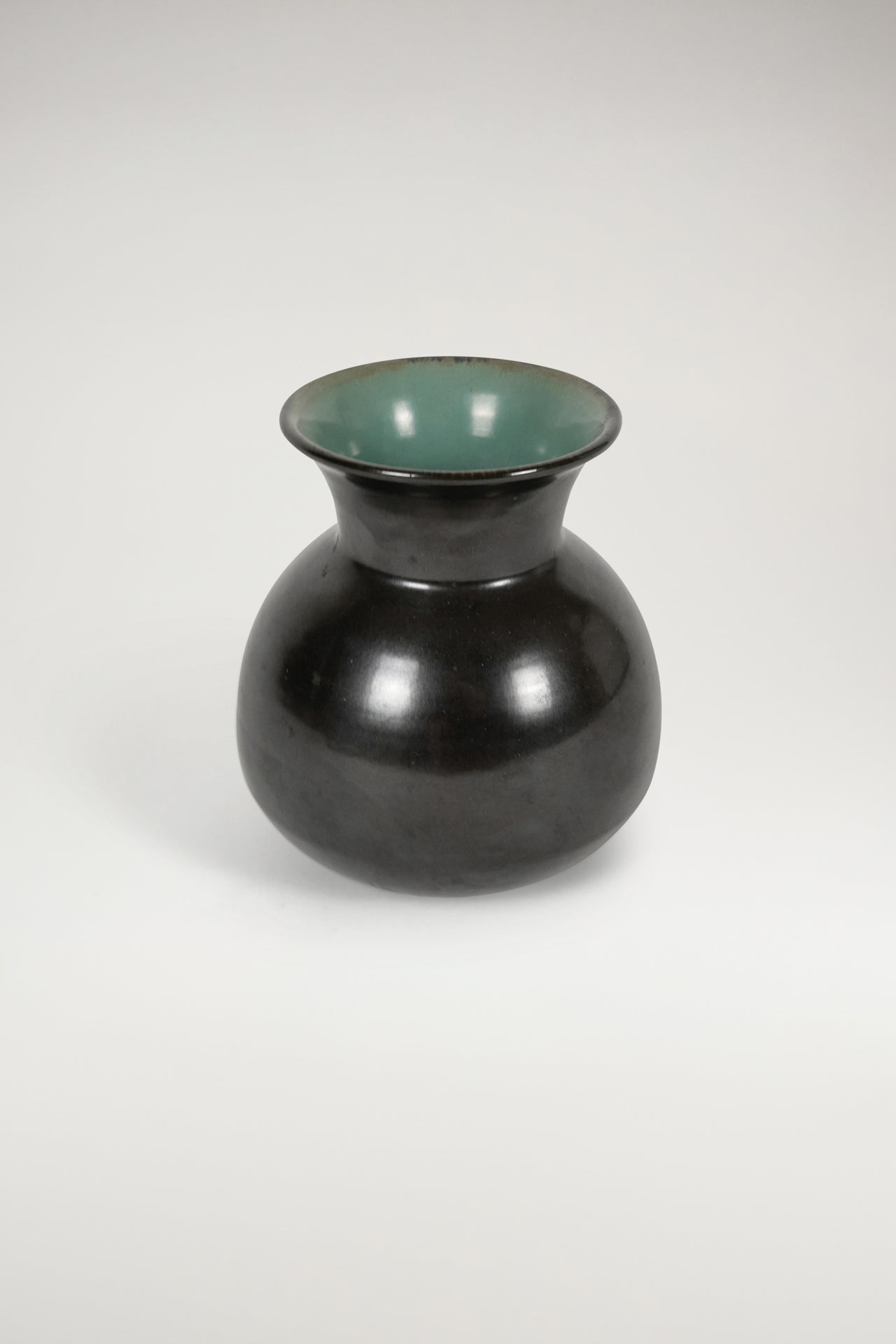 Upsala-Ekeby Black and Green Glaze Vase