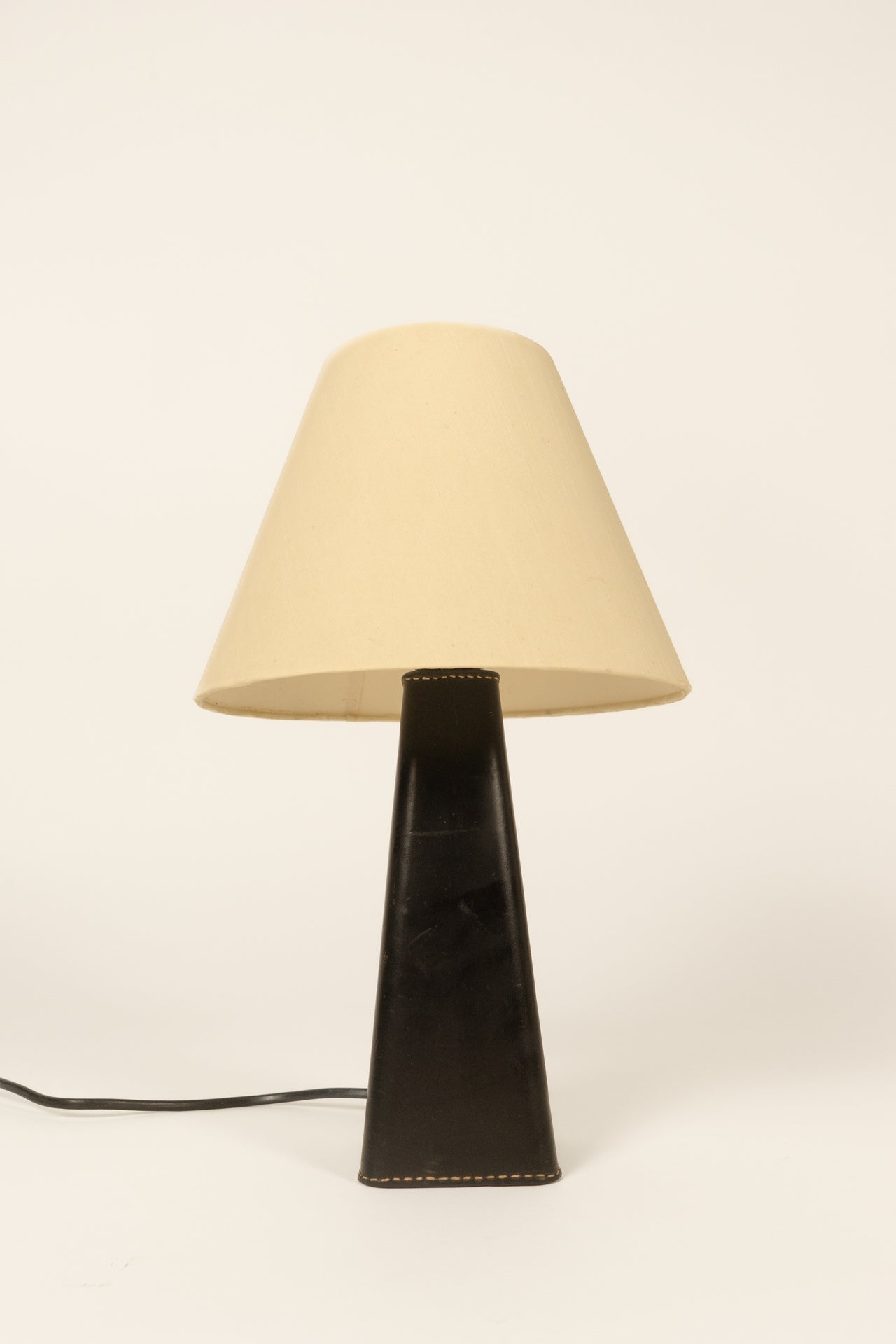 Leather Wrapped Conical Table Lamp (style of Jacques Adnet)