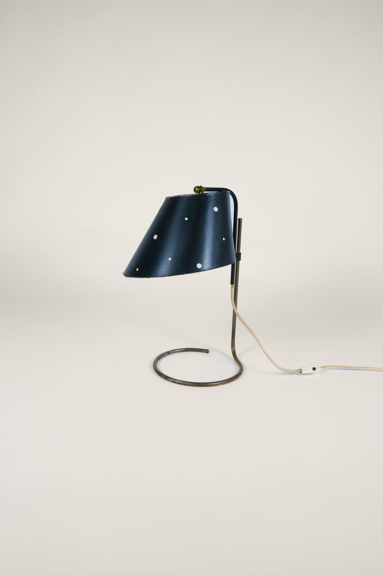 Painted Polka Dot and Brass Table Lamp