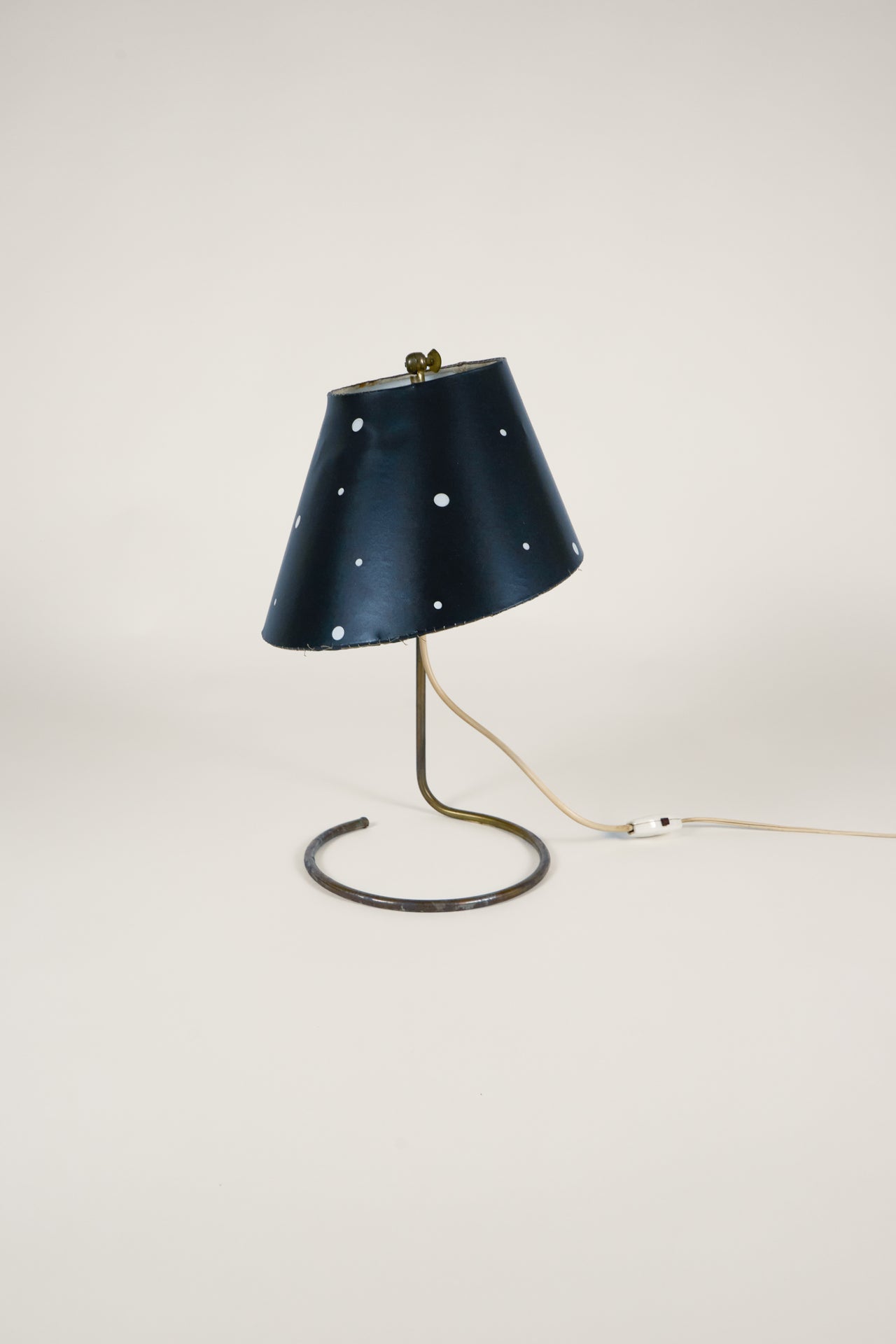 Painted Polka Dot and Brass Table Lamp