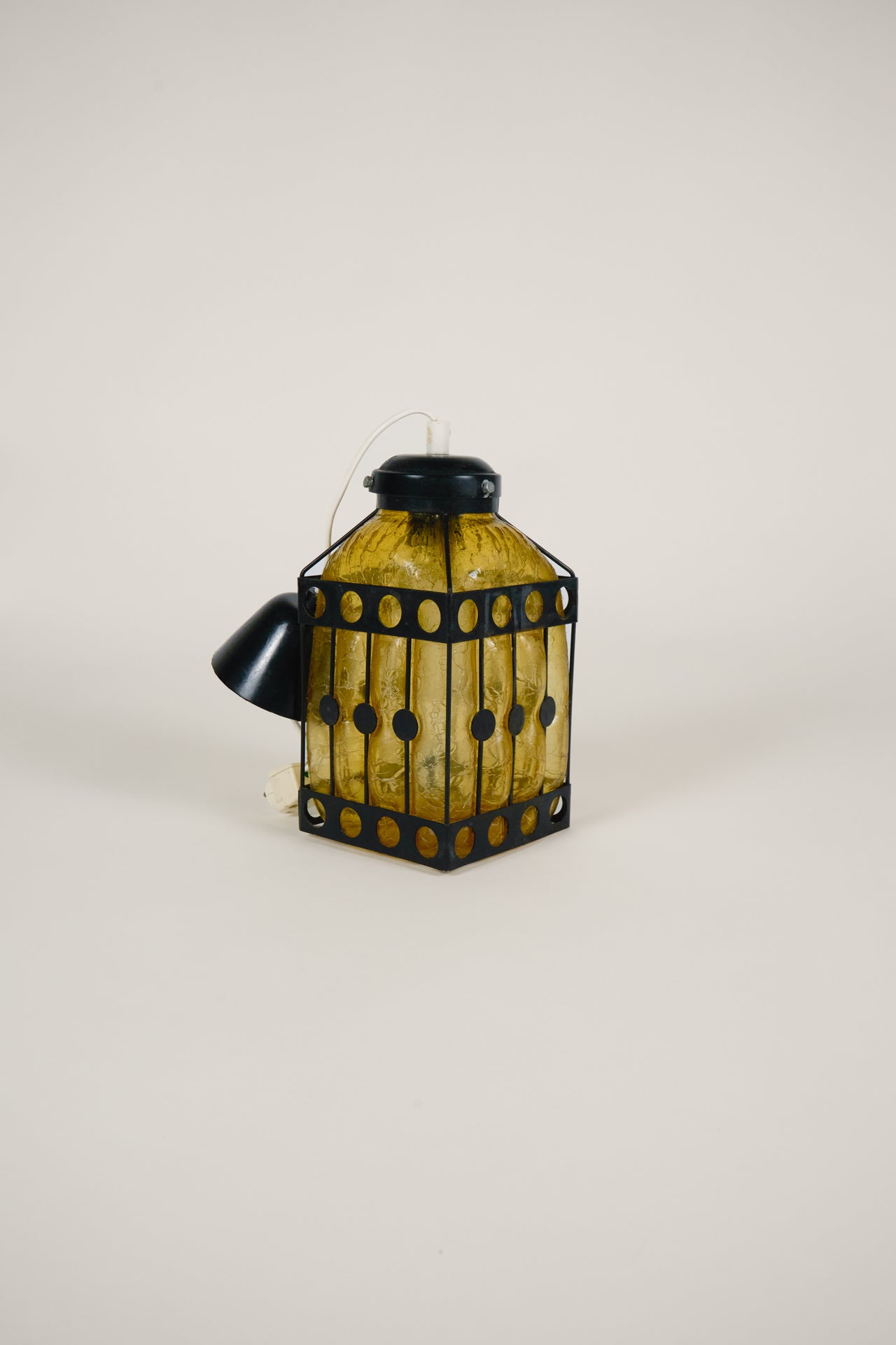 Berry Glazed Glass and Wrought Iron Ceiling Lamp